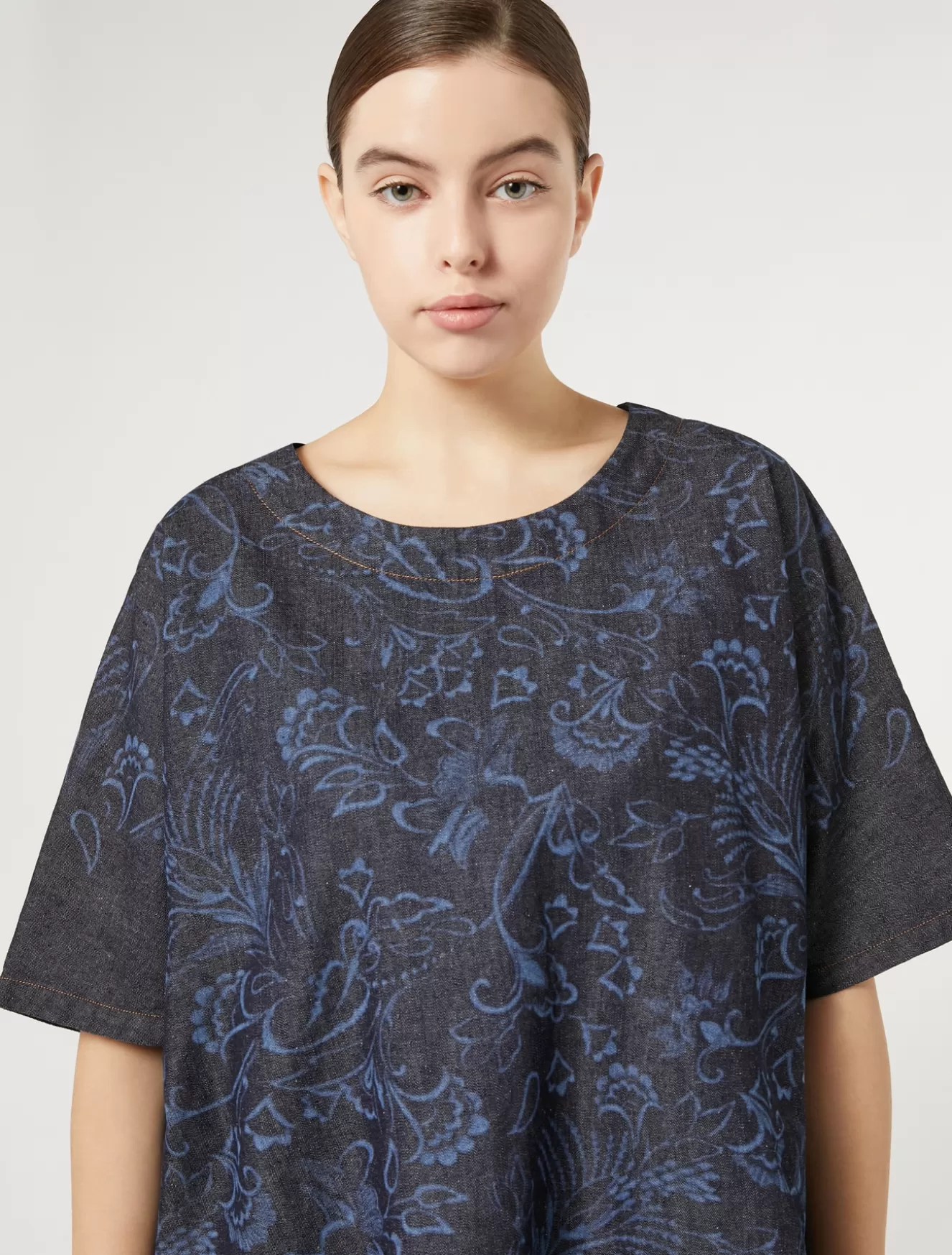 Blusen | Blusen<Marina Rinaldi Bluse aus Lasercut-Denim BLAU