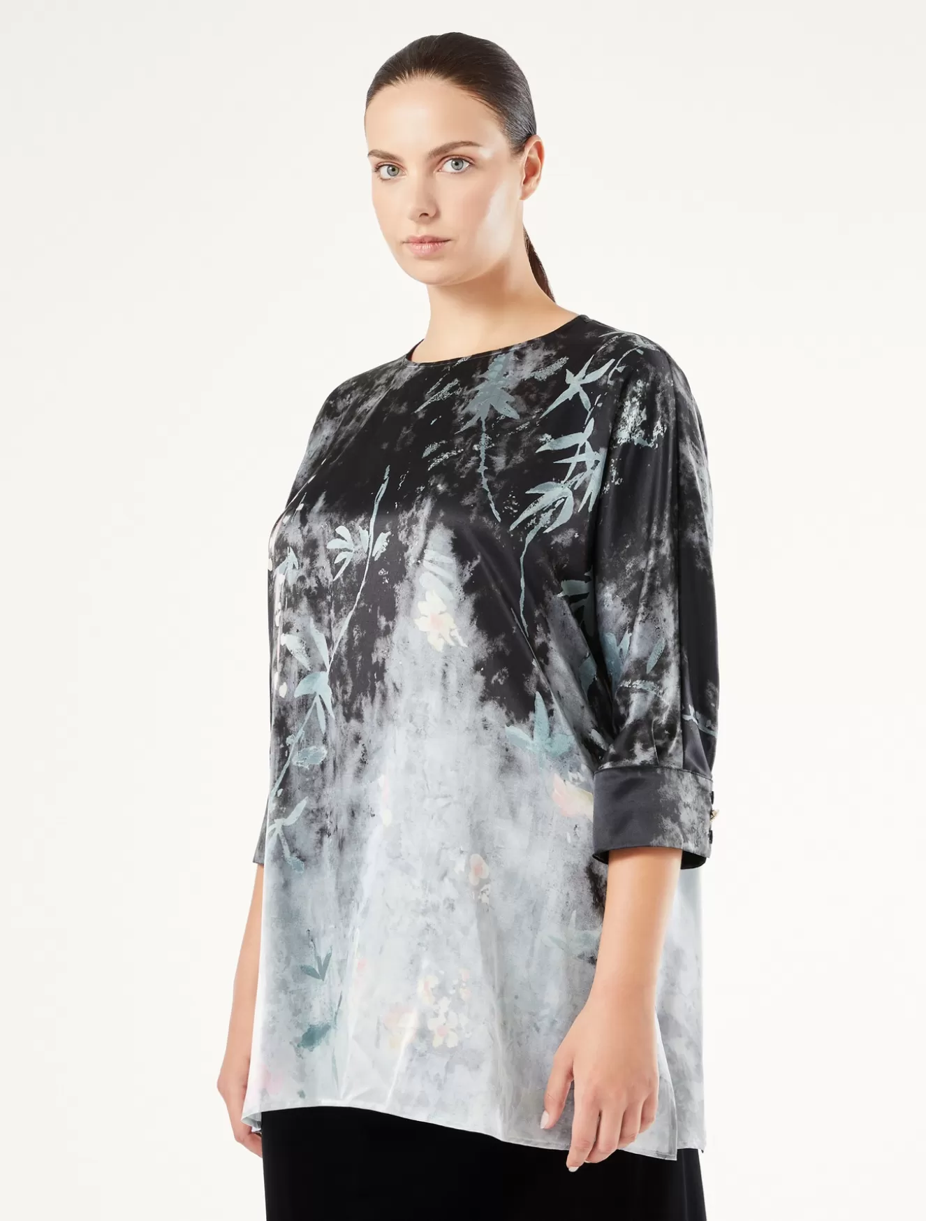 Blusen | Blusen<Marina Rinaldi Bluse aus Seidensatin DUNKELGRAU