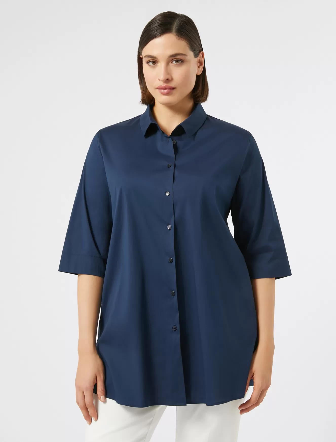 Blusen | Blusen<Marina Rinaldi Hemdbluse aus Baumwollmix-Popeline NACHTBLAU