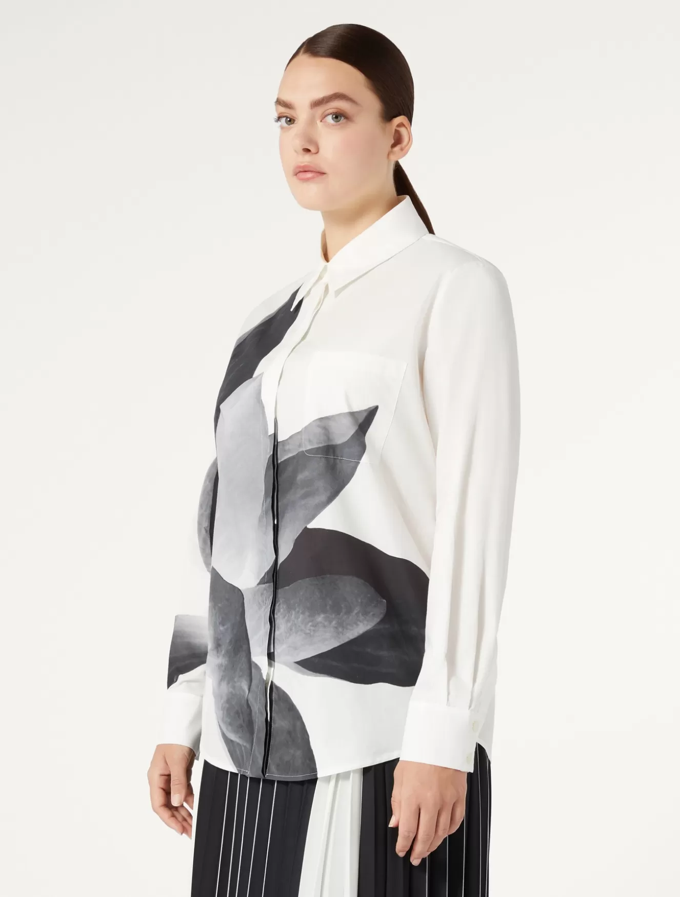 Blusen | Blusen<Marina Rinaldi Hemdbluse aus bedruckter Popeline WEISS