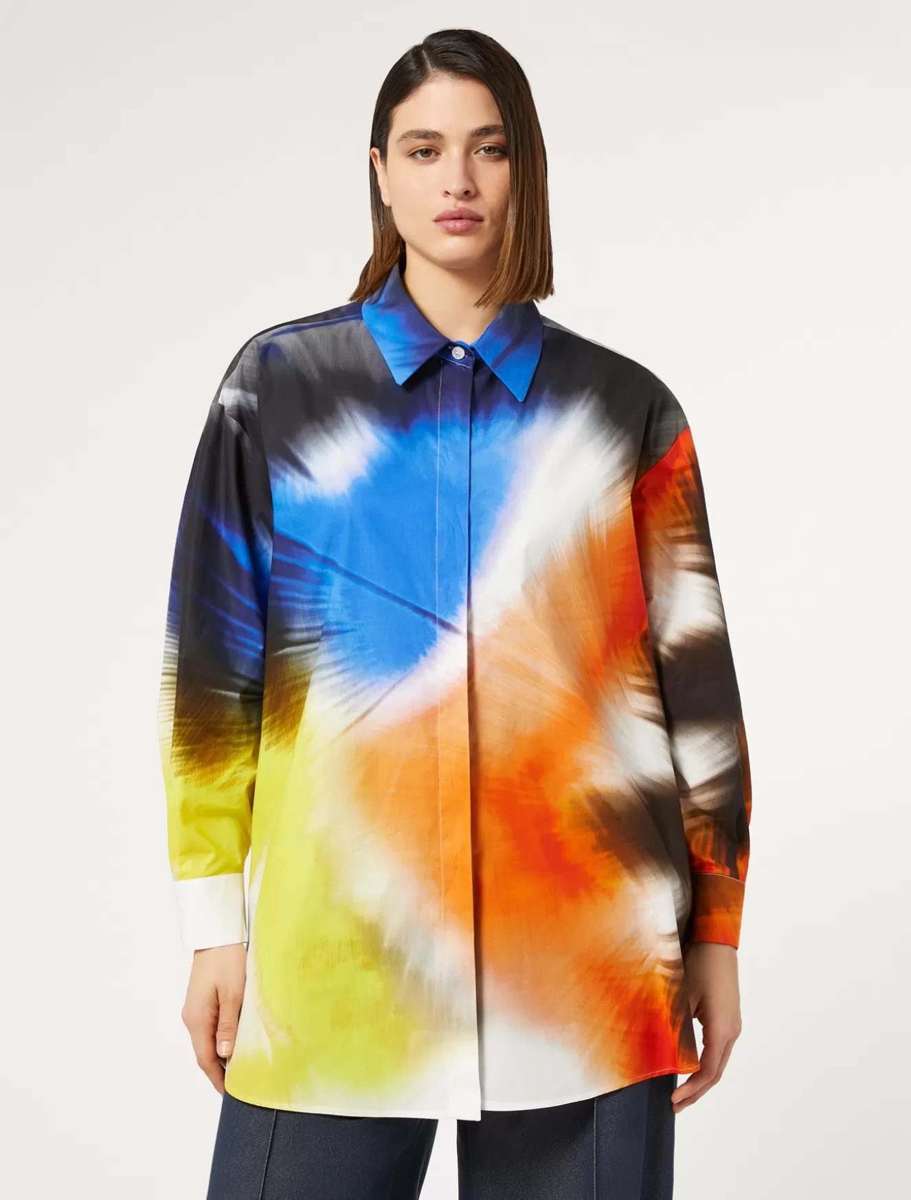Blusen | Blusen<Marina Rinaldi Hemdbluse aus bedruckter Popeline WEISS