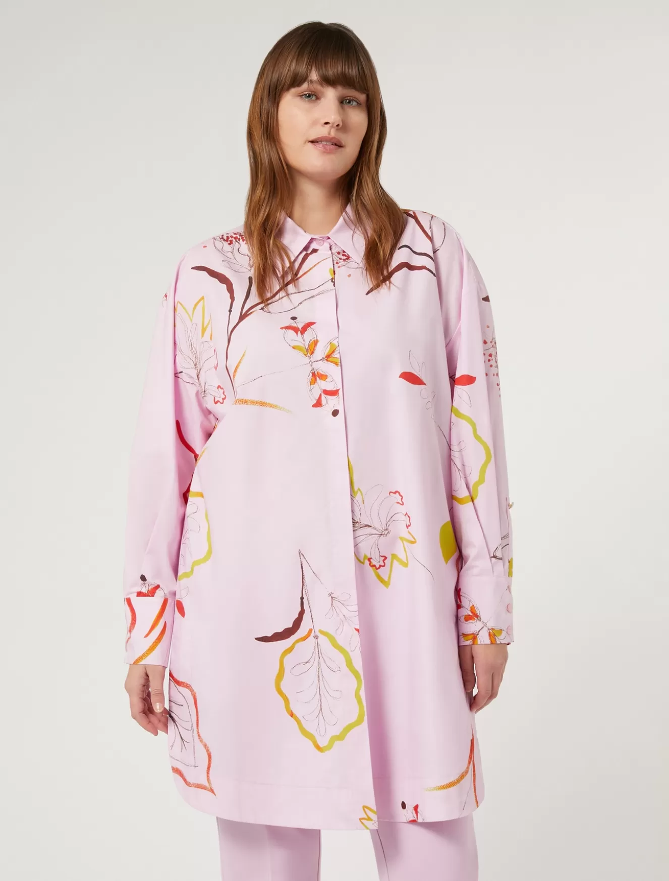 Blusen | Blusen<Marina Rinaldi Hemdbluse aus bedruckter Popeline ROSA