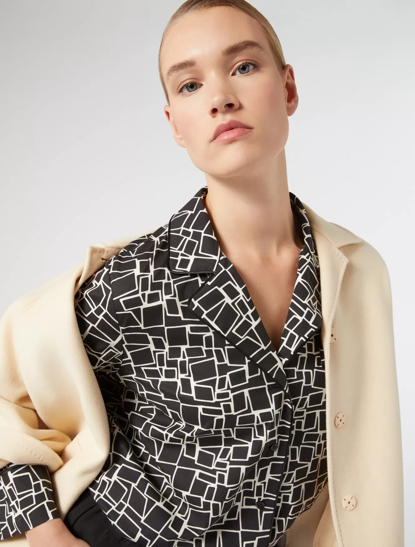 Blusen | Blusen<Marina Rinaldi Hemdbluse aus bedruckter Popeline SCHWARZ