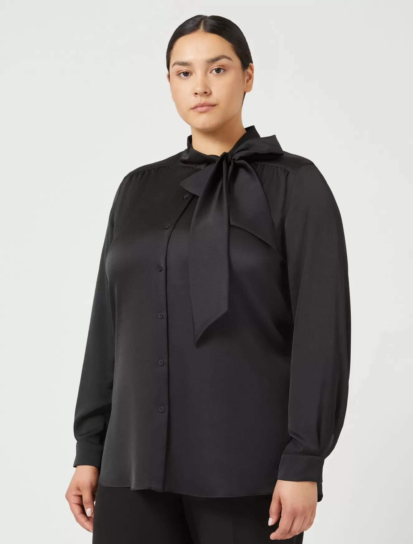 Blusen | Blusen<Marina Rinaldi Hemdbluse aus Satin SCHWARZ