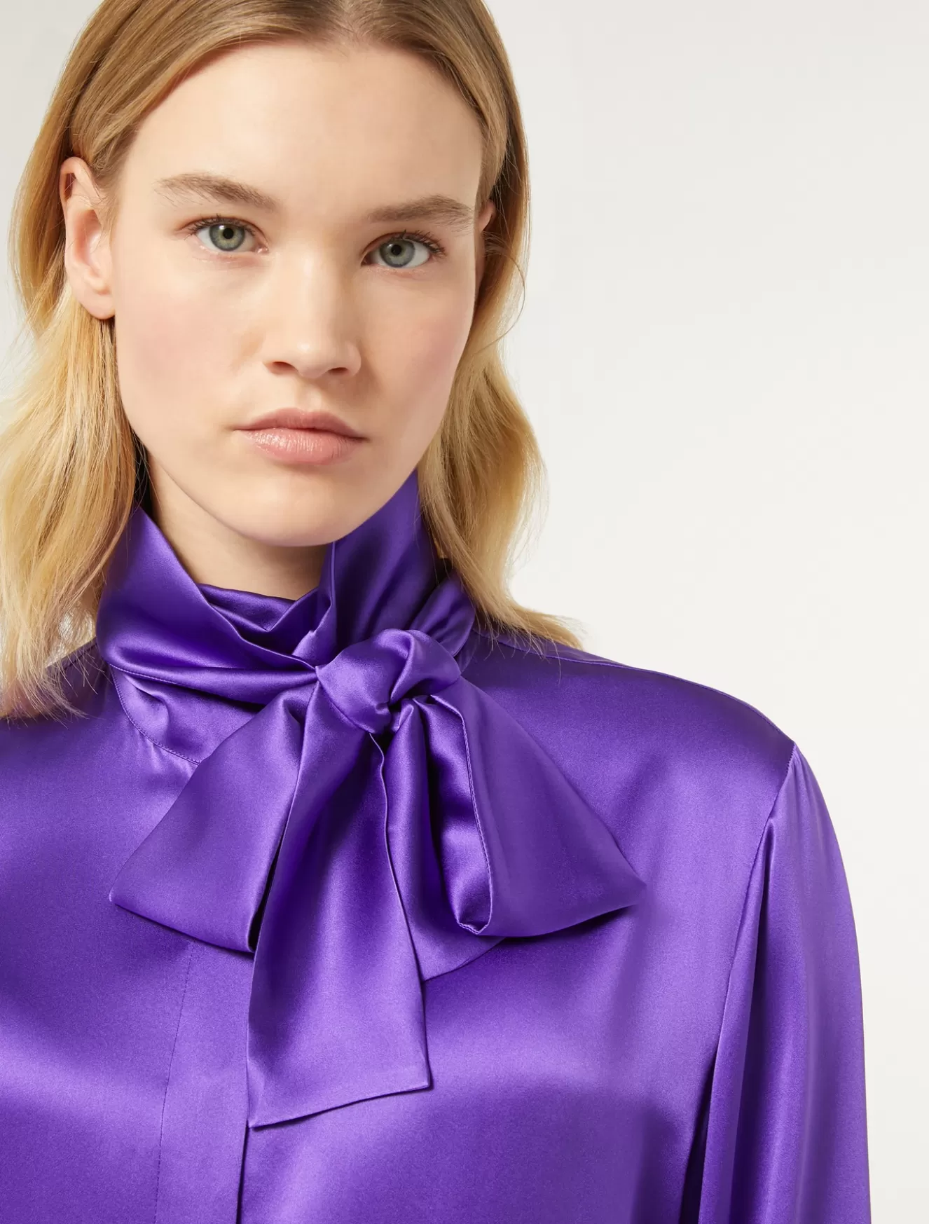 Blusen | Blusen<Marina Rinaldi Hemdbluse aus Seidensatin VIOLETT