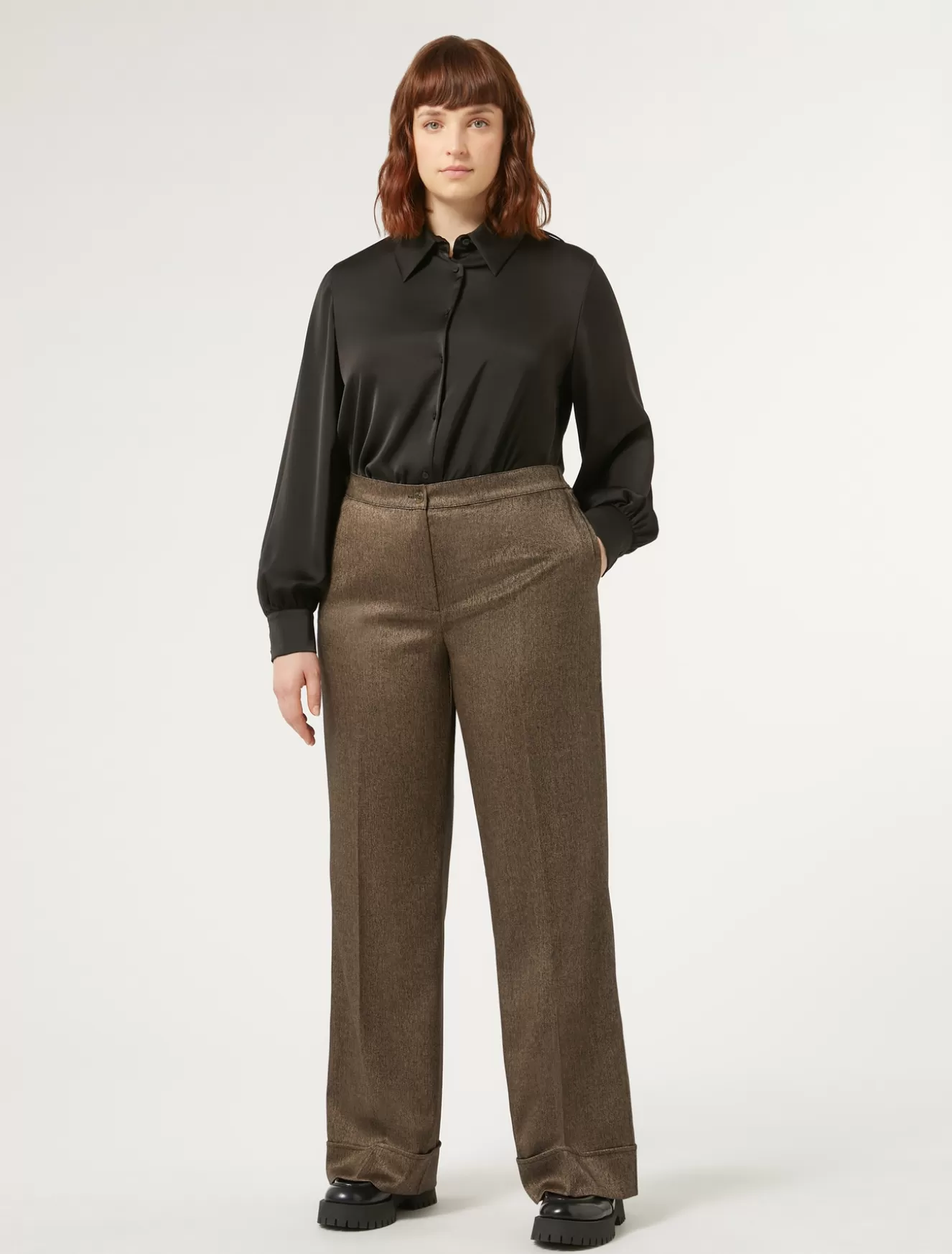 Hosen & Jeans | Hosen & Jeans<Marina Rinaldi Hose aus garngefärbtem Gewebe und Viskose DUNKELBRAUN