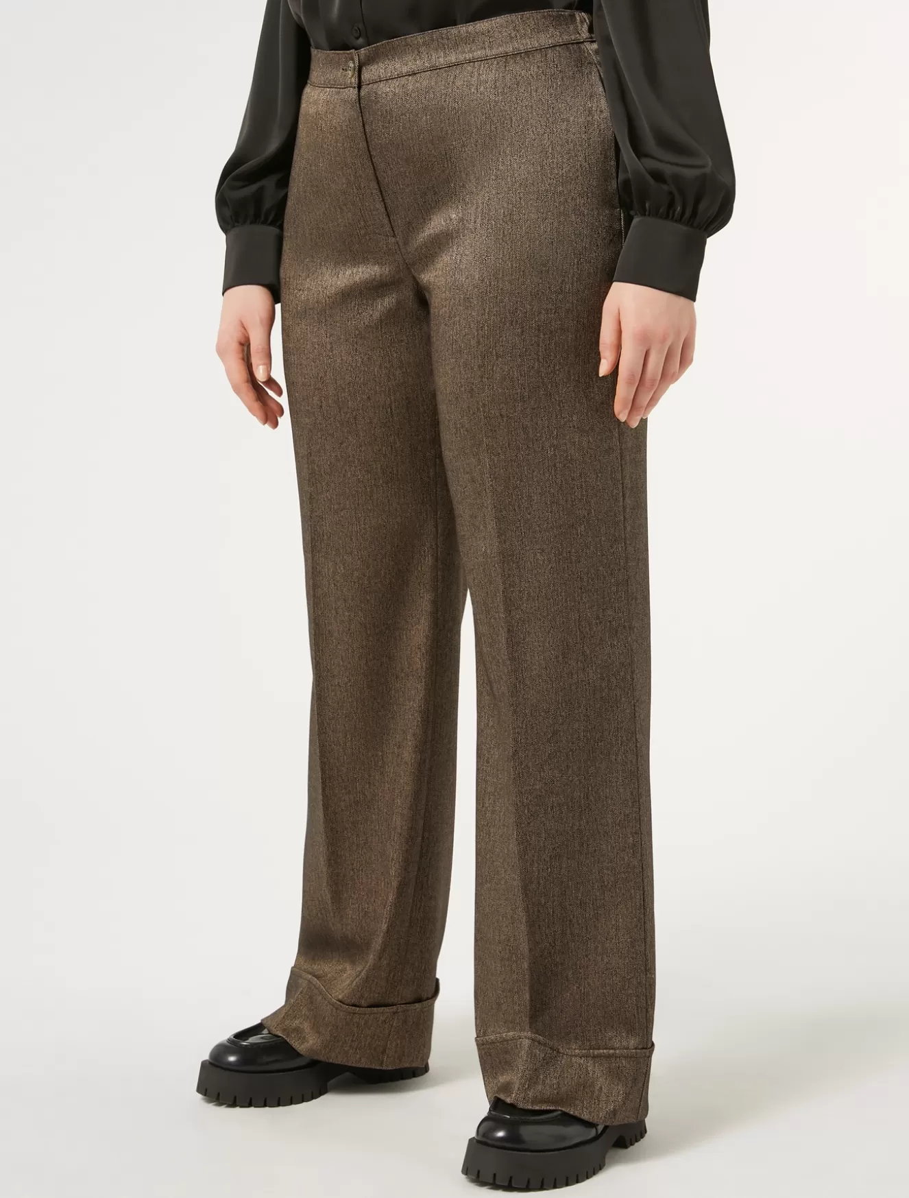 Hosen & Jeans | Hosen & Jeans<Marina Rinaldi Hose aus garngefärbtem Gewebe und Viskose DUNKELBRAUN