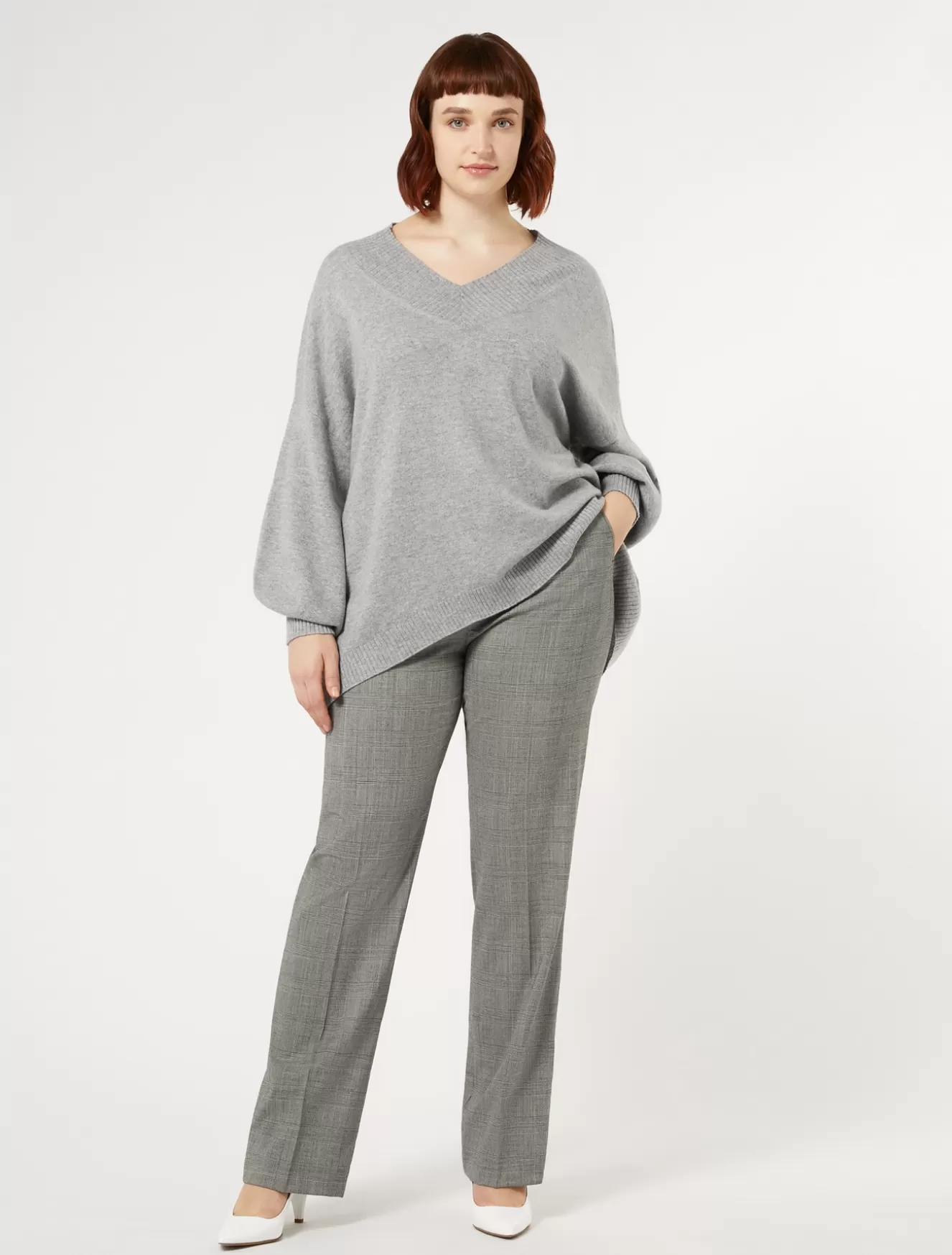 Hosen & Jeans | Hosen & Jeans<Marina Rinaldi Hose aus Woll-Foulé SCHWARZWEISS