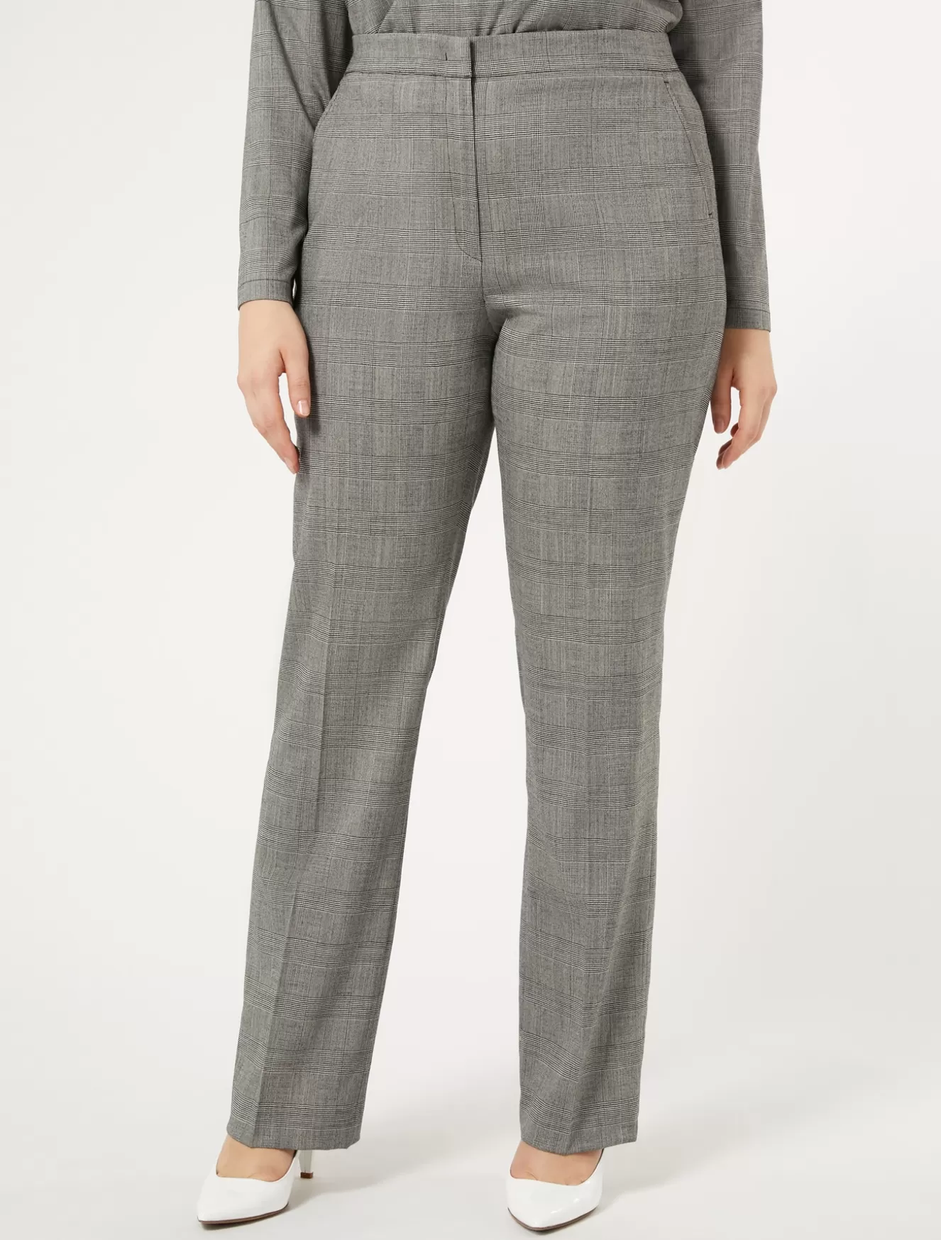 Hosen & Jeans | Hosen & Jeans<Marina Rinaldi Hose aus Woll-Foulé SCHWARZWEISS