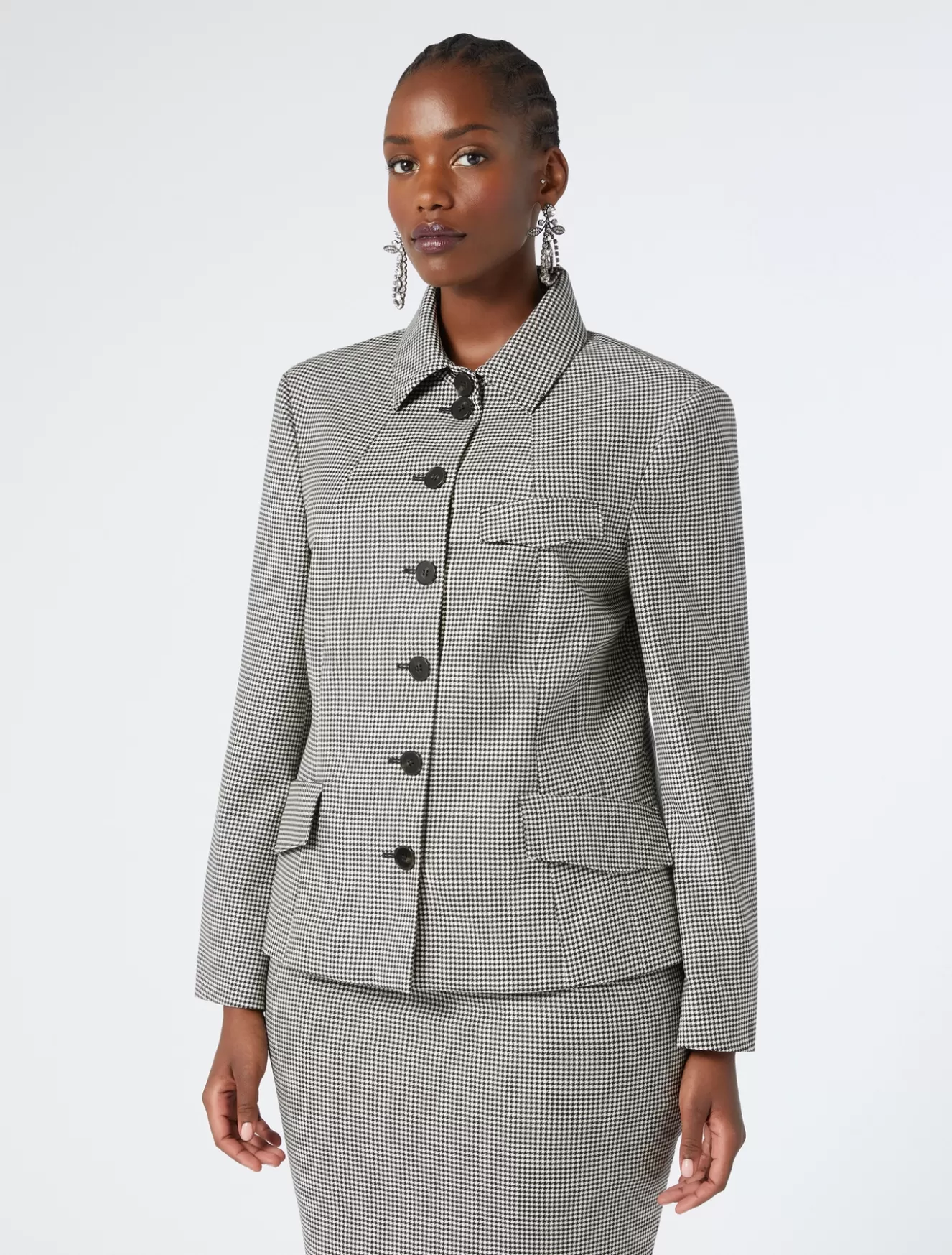 Jacken & Blazer | Jacken & Blazer<Marina Rinaldi Jacke aus Wollbatavia mit Stretchanteil SCHWARZWEISS