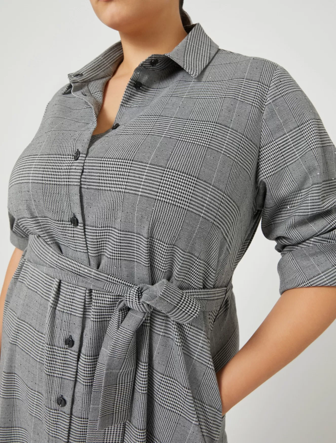 Kleider | Kleider<Marina Rinaldi Kleid mit Glencheck-Karo SCHWARZ