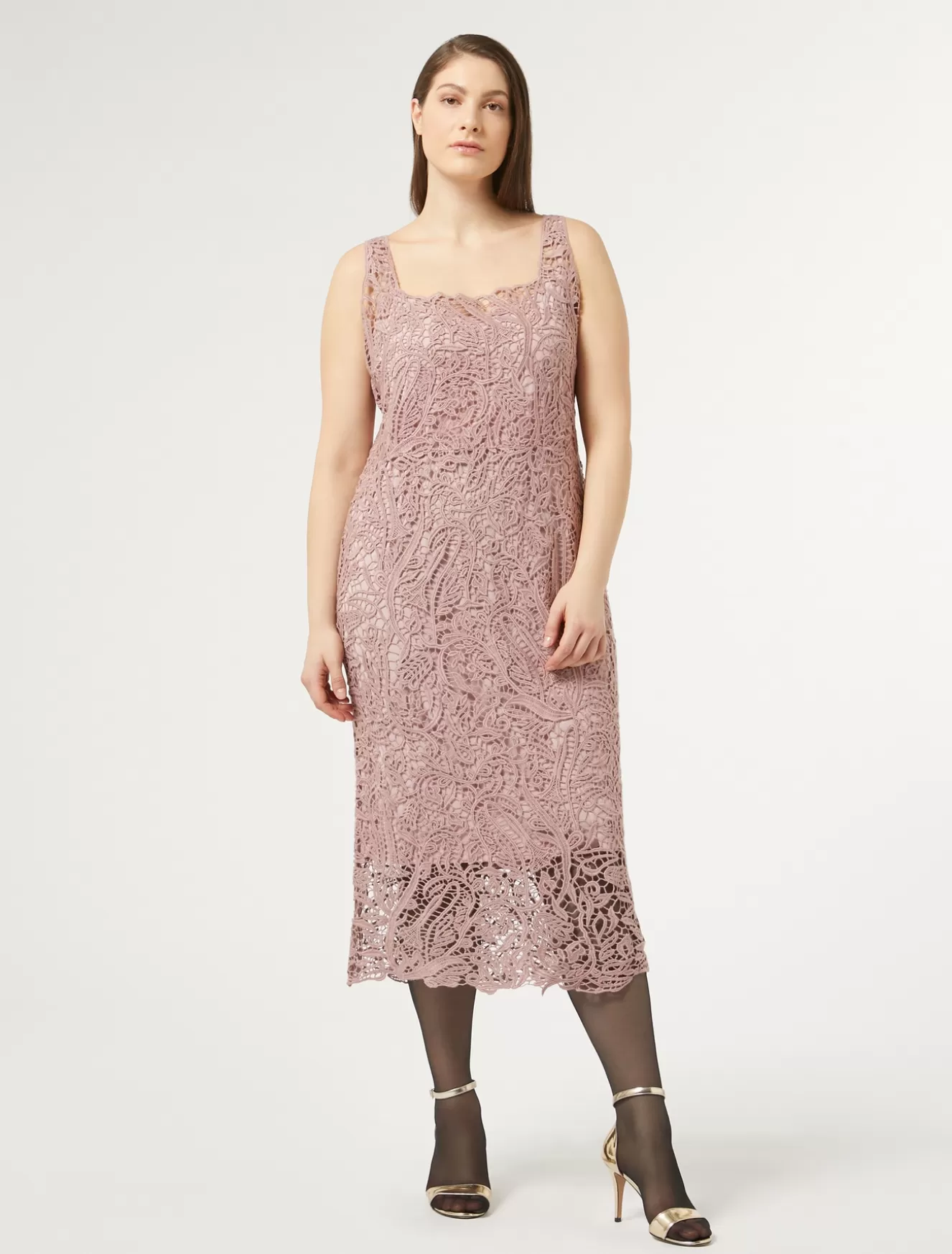 Kleider | Kleider<Marina Rinaldi Kleid mit Makramee-Stickerei PUDER