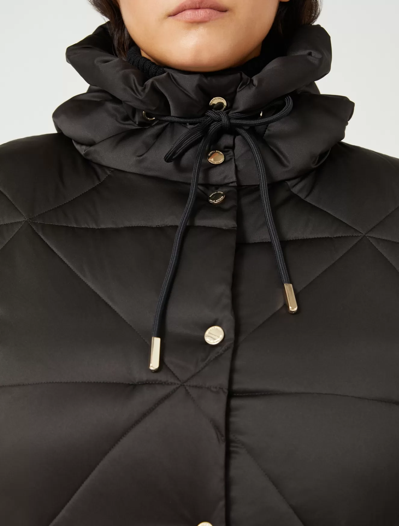 Daunenjacken | Daunenjacken<Marina Rinaldi Lange Daunenjacke aus wasserabweisendem Satin SCHWARZ