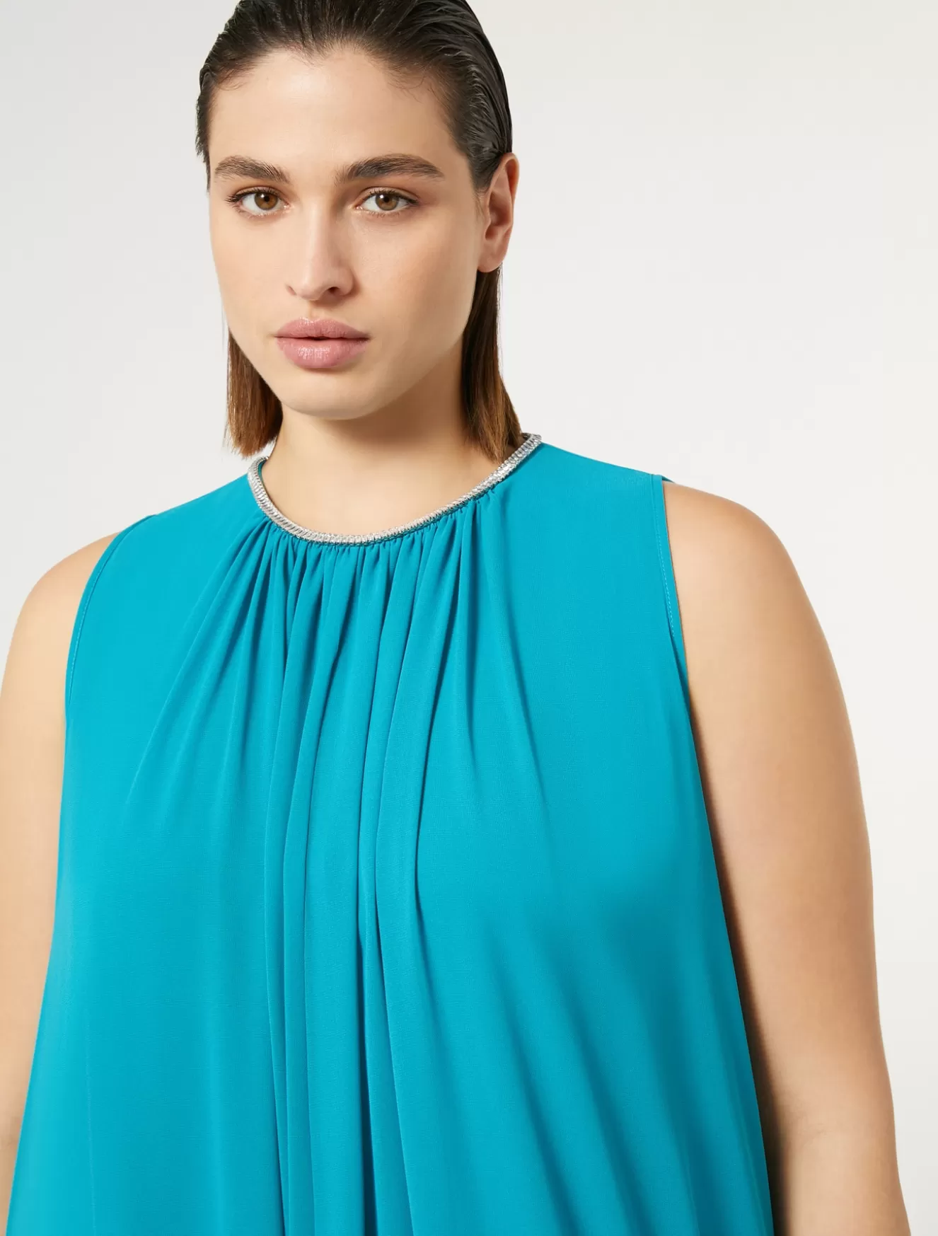 Kleider | Kleider<Marina Rinaldi Langes Kleid aus Krepp-Georgette TUERKIS