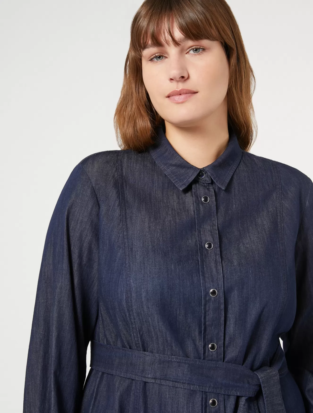 Kleider | Kleider<Marina Rinaldi Leichtes Hemdblusenkleid aus Denim NACHTBLAU