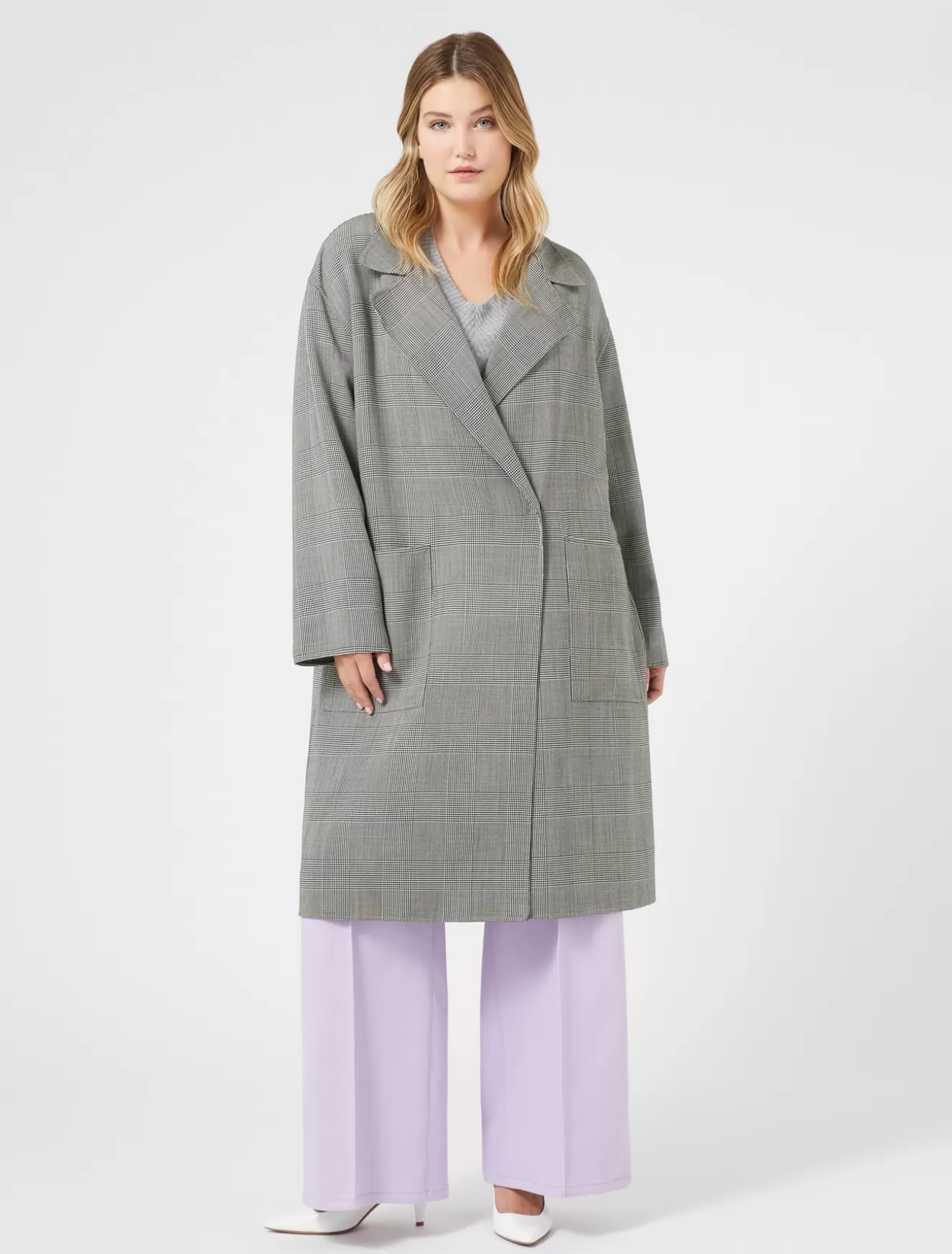Mäntel & Trenchcoats | Mäntel & Trenchcoats<Marina Rinaldi Mantel aus Doppelgewebe aus Wolle mit Karomuster SCHWARZWEISS