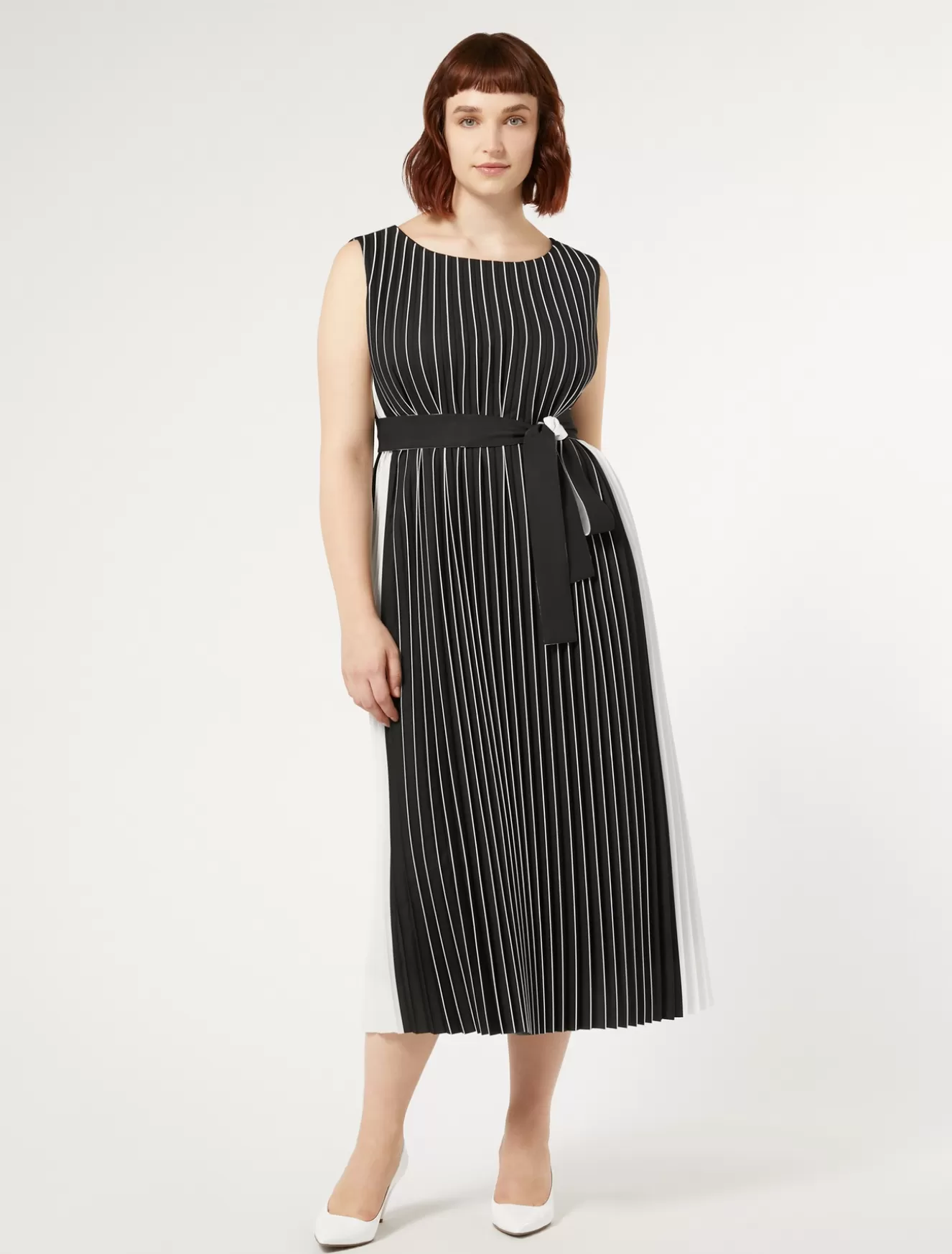 Kleider | Kleider<Marina Rinaldi Maxikleid aus Sonnen-Plissee SCHWARZWEISS