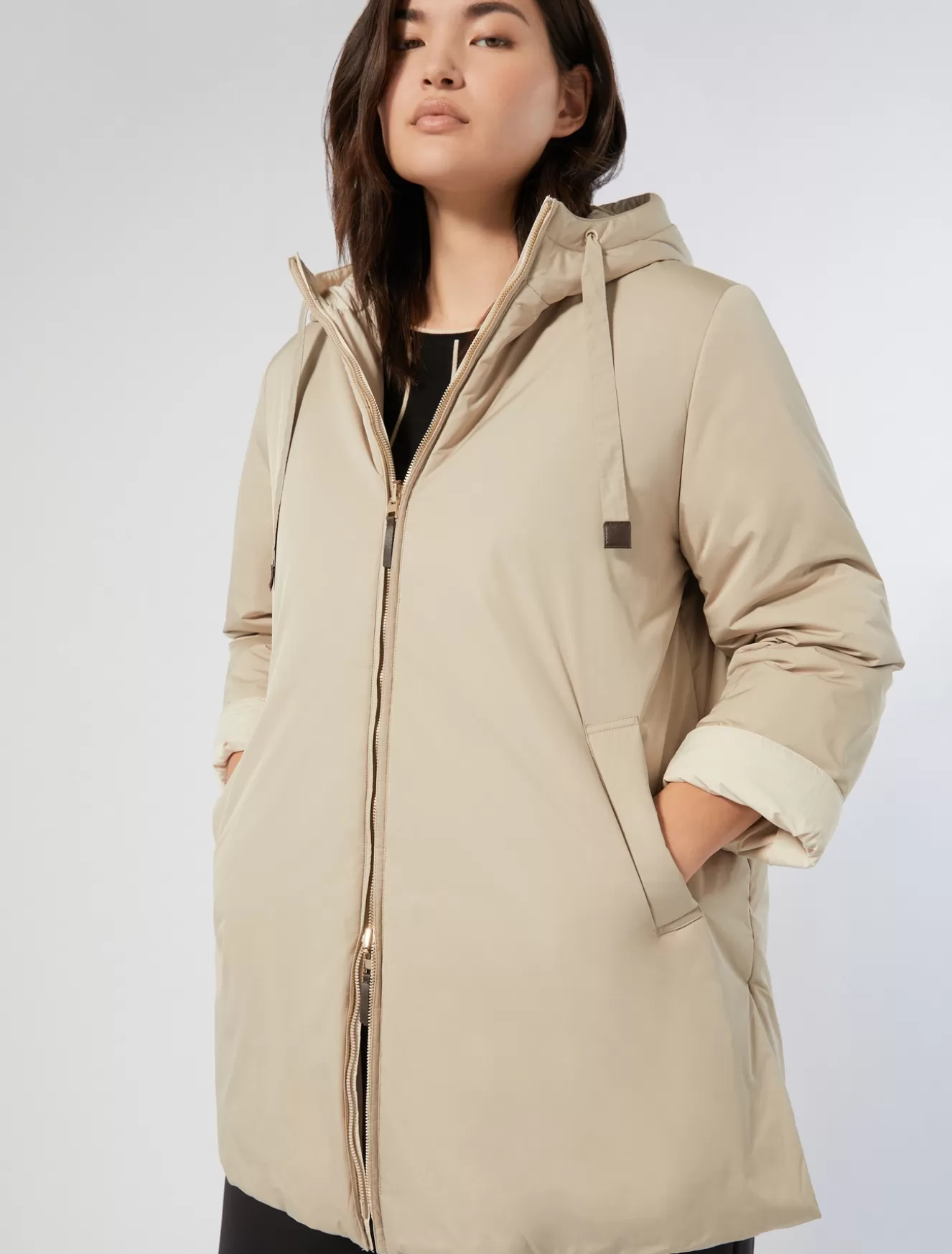 Daunenjacken | Daunenjacken<Marina Rinaldi Parka aus wasserabweisendem, technischem Canvas BEIGE