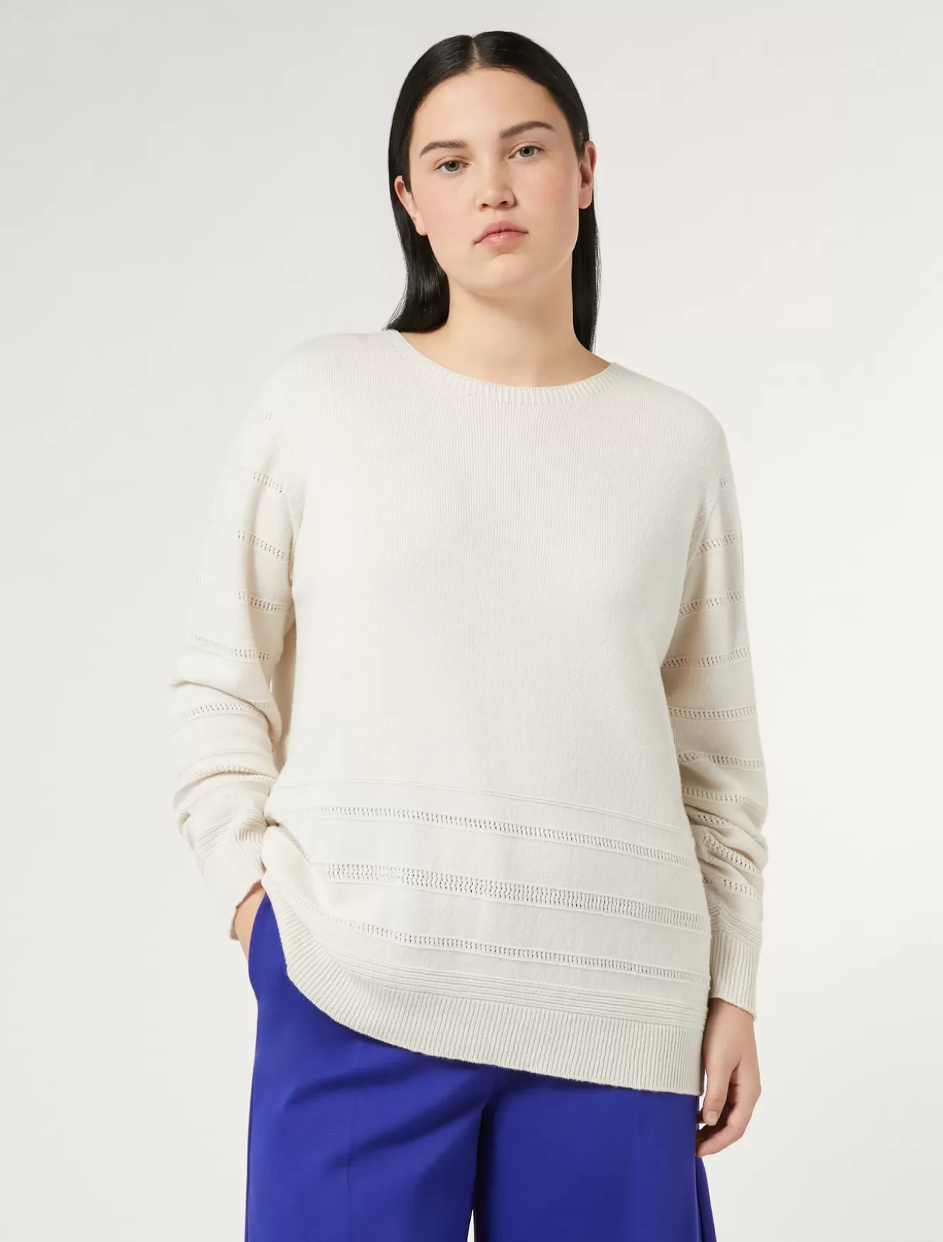 Pullover Und Strickwaren | Pullover Und Strickwaren<Marina Rinaldi Pullover aus Viskose, Wolle und Kaschmir ALBINO