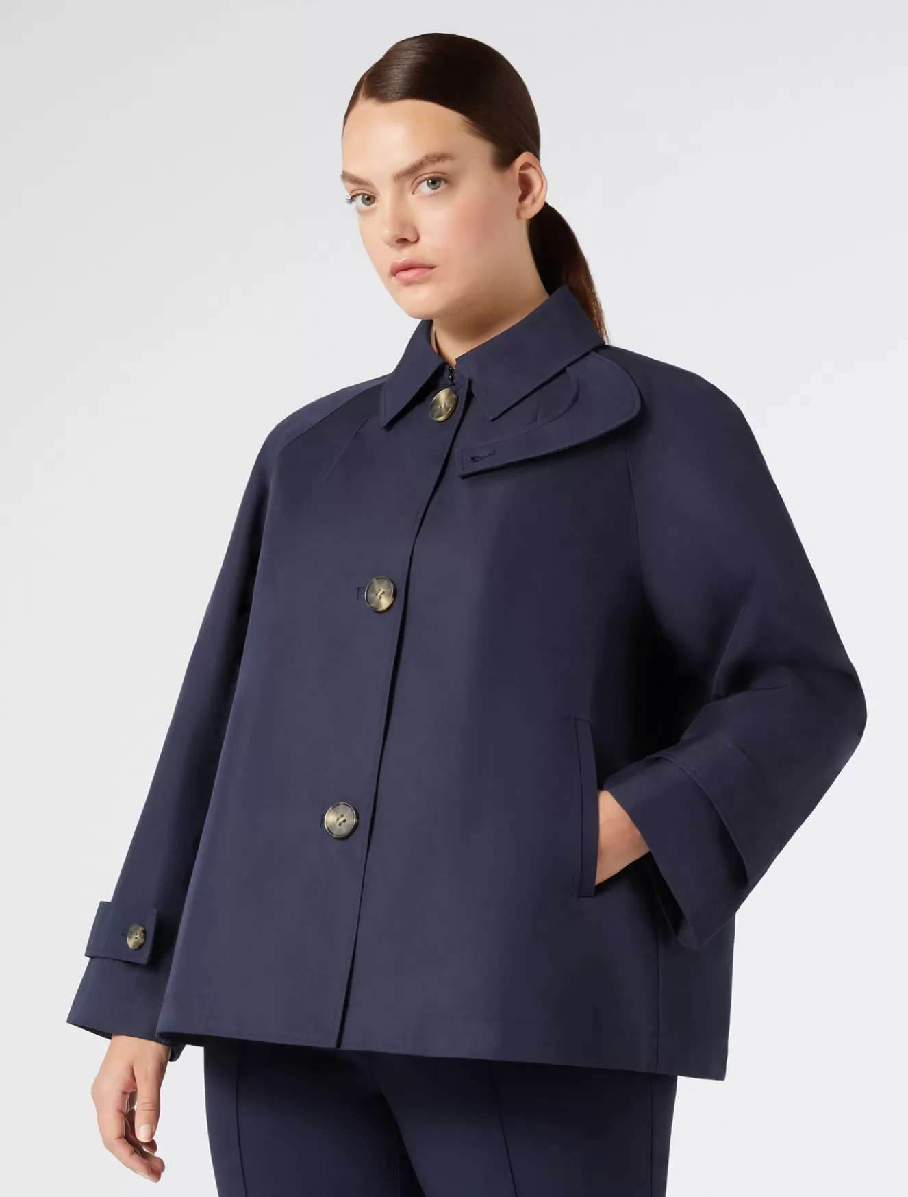 Mäntel & Trenchcoats | Mäntel & Trenchcoats<Marina Rinaldi Regenmantel aus gemischtem Baumwolltwill NACHTBLAU