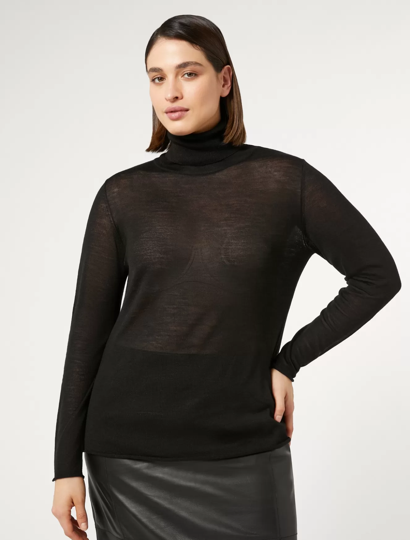 Pullover Und Strickwaren | Pullover Und Strickwaren<Marina Rinaldi Rollkragenpullover aus Wolle und Kaschmir SCHWARZ