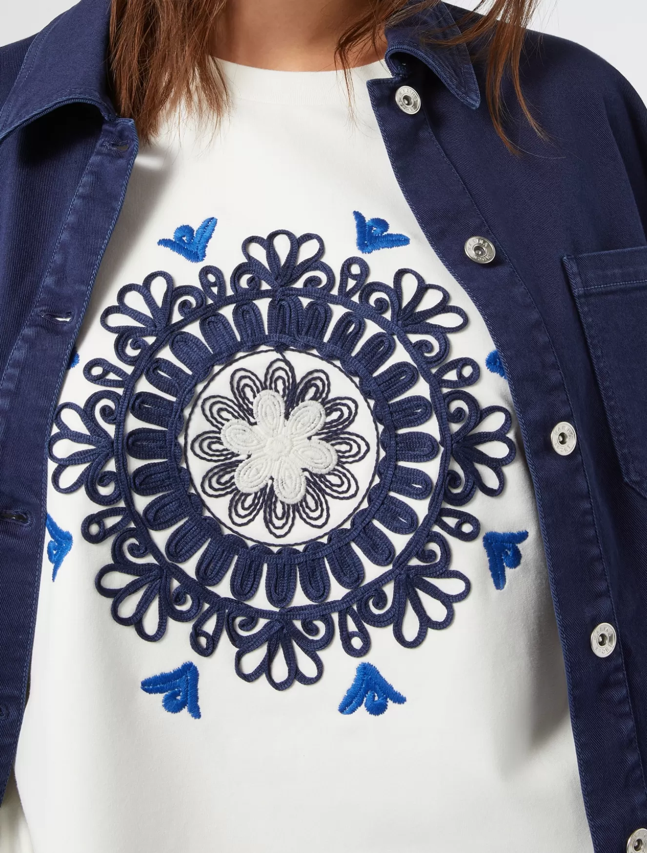 Tops & T-shirts | Tops & T-shirts<Marina Rinaldi Sweatshirt aus Jersey mit Stickerei ELFENBEINFARBEN
