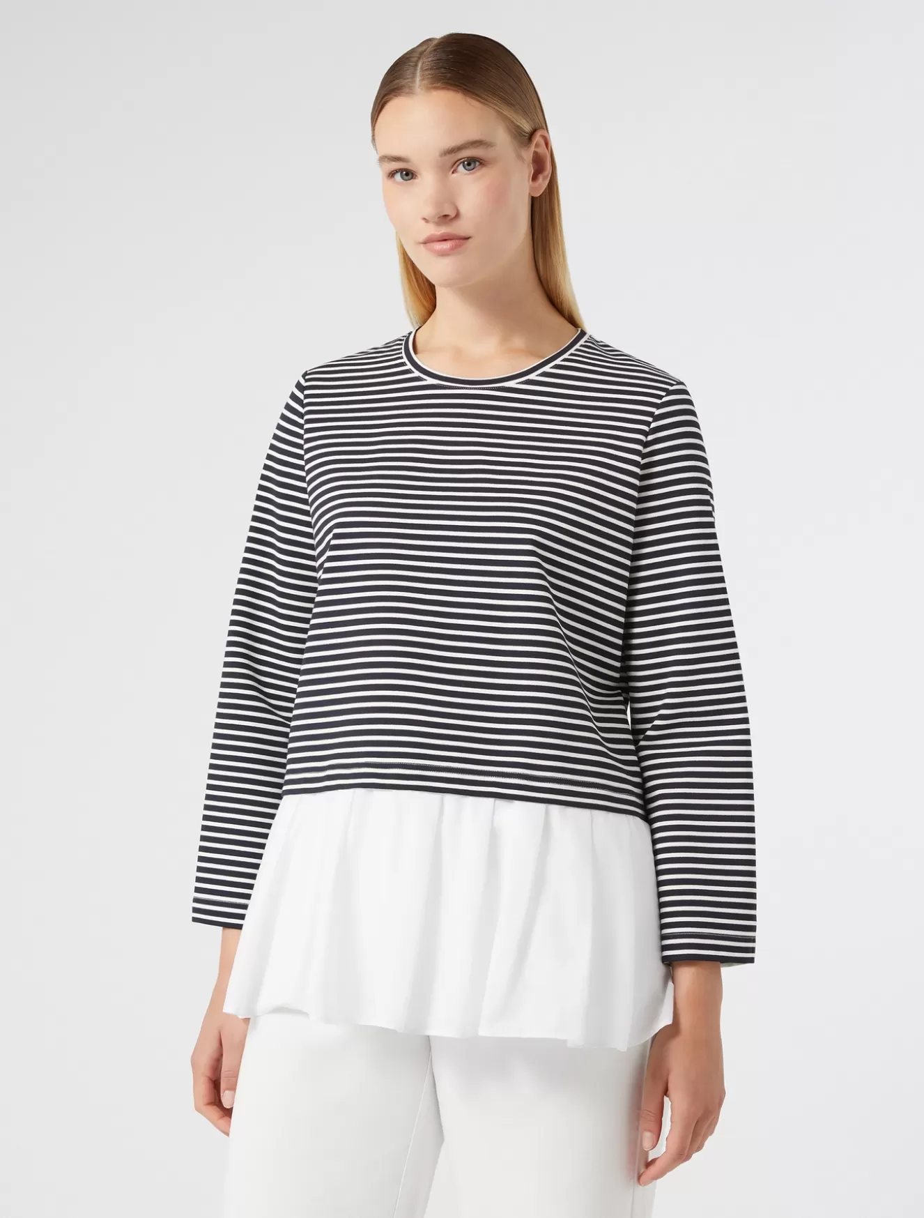 Tops & T-shirts | Tops & T-shirts<Marina Rinaldi Sweatshirt aus Jersey und Popeline BLAU