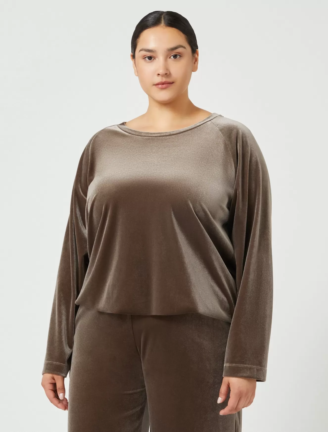 Tops & T-shirts | Tops & T-shirts<Marina Rinaldi Sweatshirt aus Stretch-Chenille STEIN