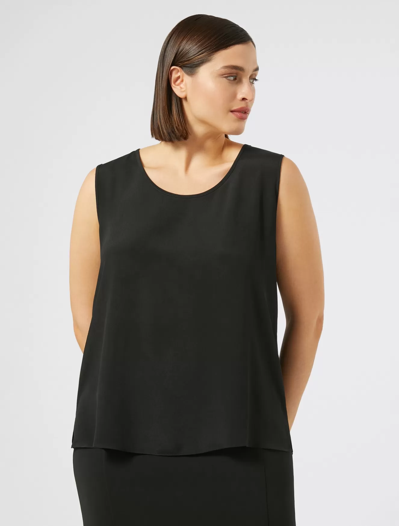 Blusen | Blusen<Marina Rinaldi Top aus Crêpe de Chine-Seidengemisch SCHWARZ