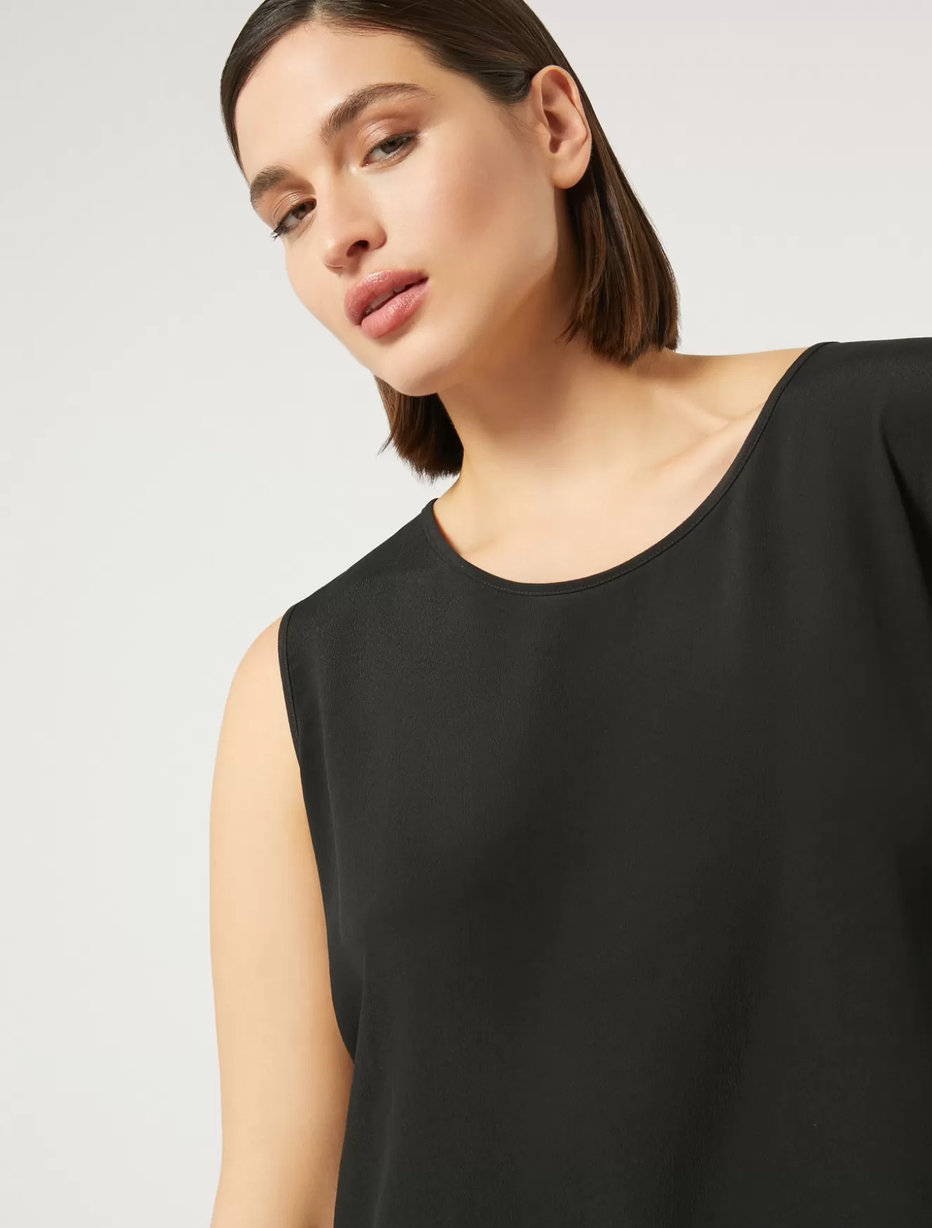 Blusen | Blusen<Marina Rinaldi Top aus Crêpe de Chine-Seidengemisch SCHWARZ
