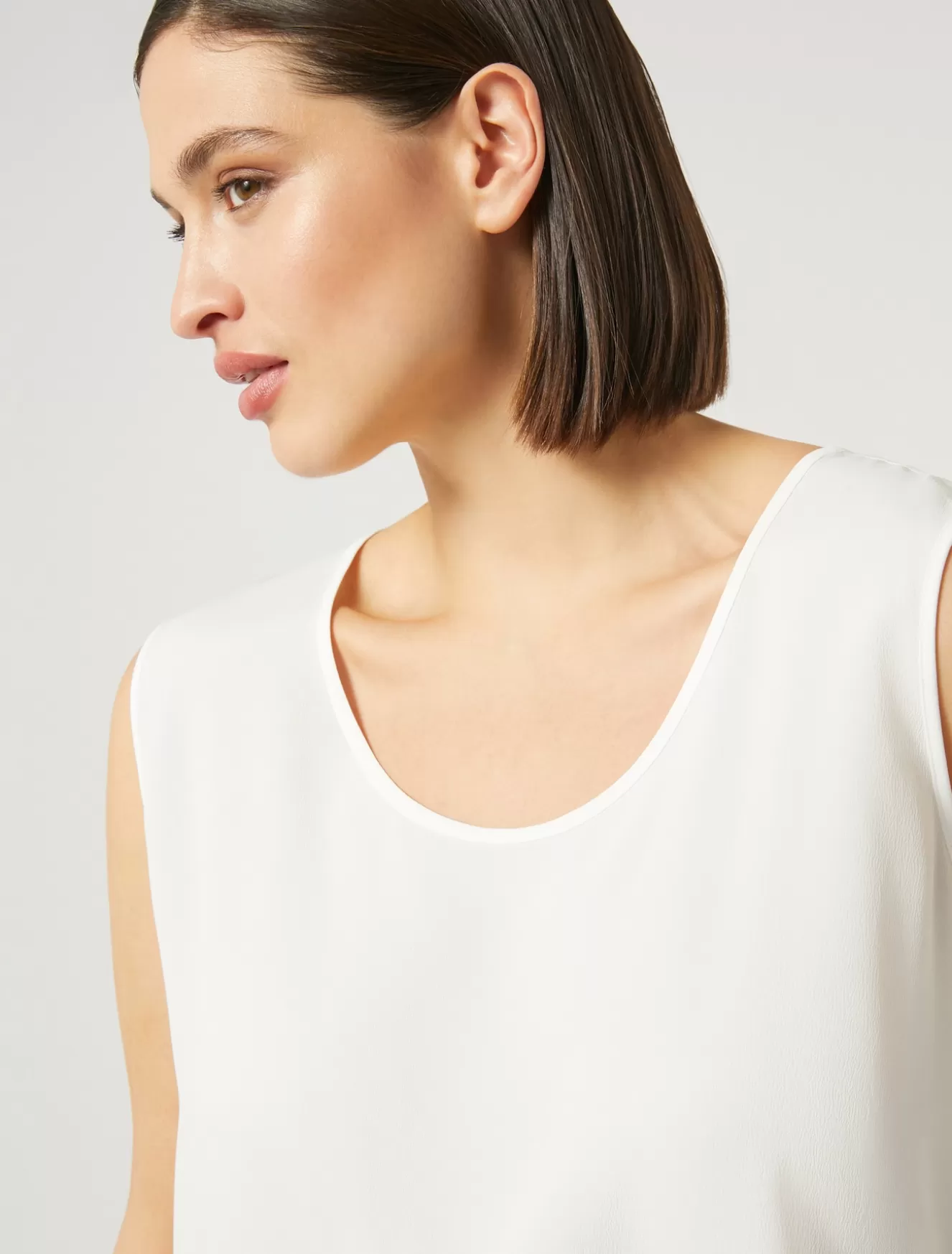 Blusen | Blusen<Marina Rinaldi Top aus Crêpe de Chine-Seidengemisch WEISS