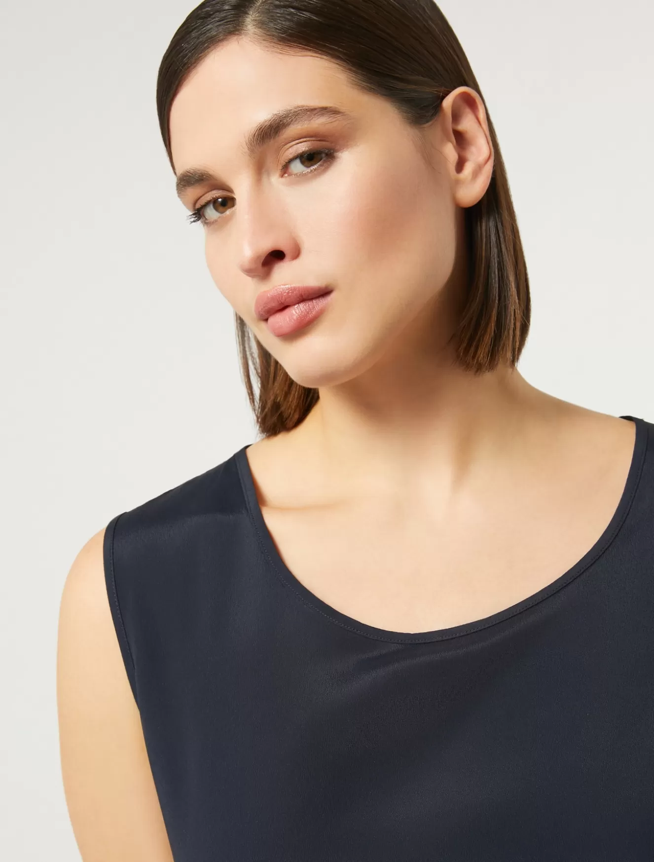 Blusen | Blusen<Marina Rinaldi Top aus Crêpe de Chine-Seidengemisch ULTRAMARINE