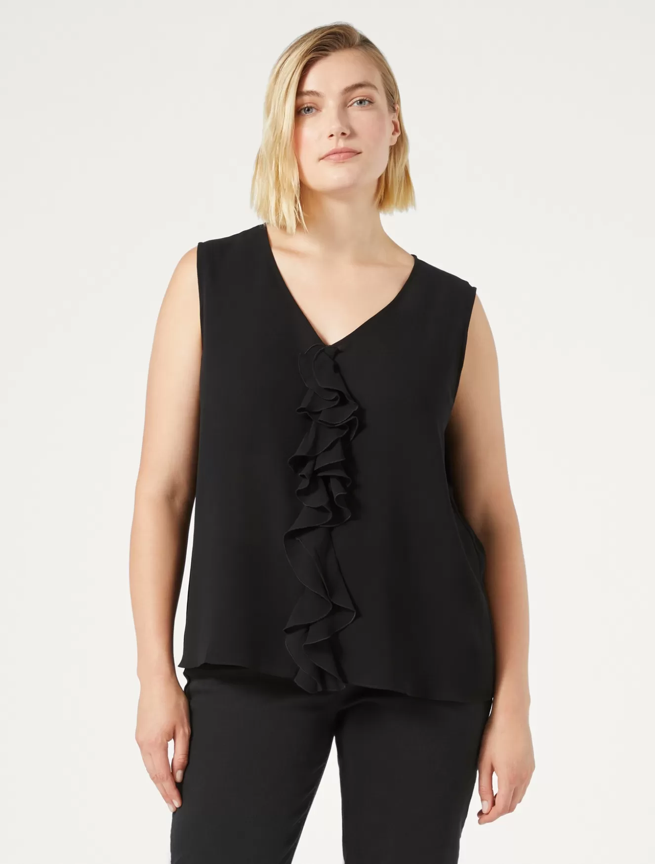 Blusen | Blusen<Marina Rinaldi Top aus Georgette SCHWARZ