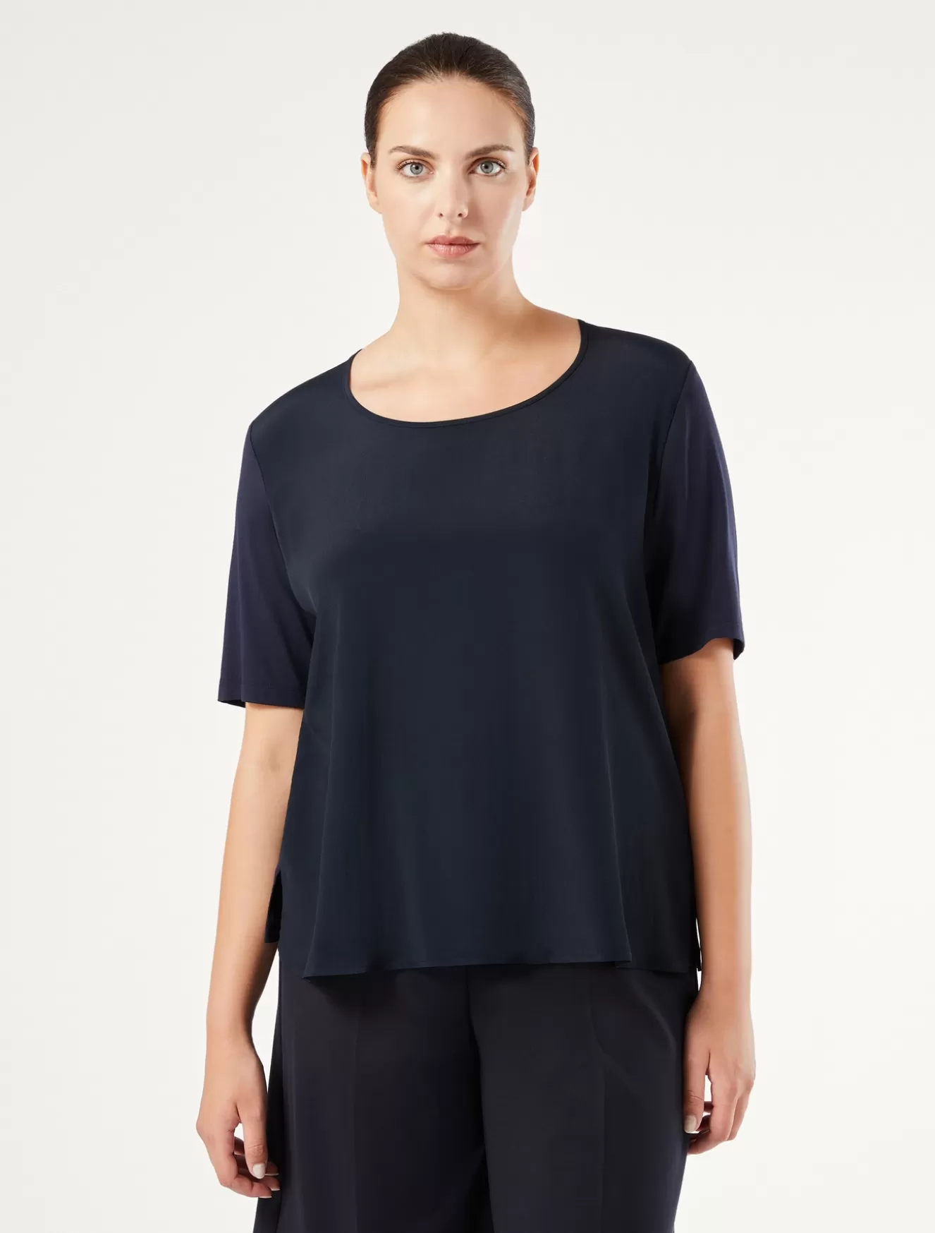 Tops & T-shirts | Tops & T-shirts<Marina Rinaldi T-Shirt aus Jersey, Acetat und Seide ULTRAMARINE