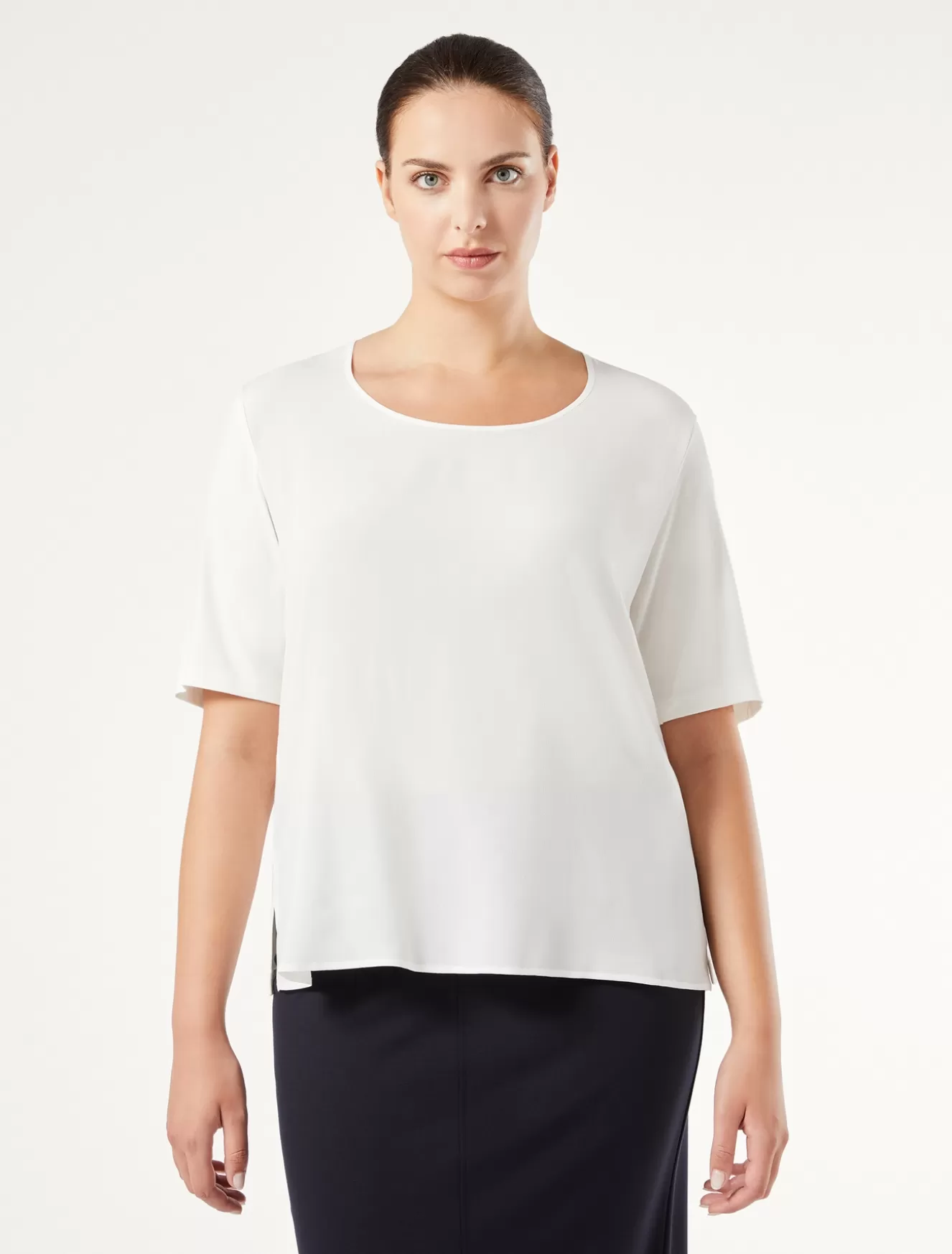 Tops & T-shirts | Tops & T-shirts<Marina Rinaldi T-Shirt aus Jersey, Acetat und Seide WEISS