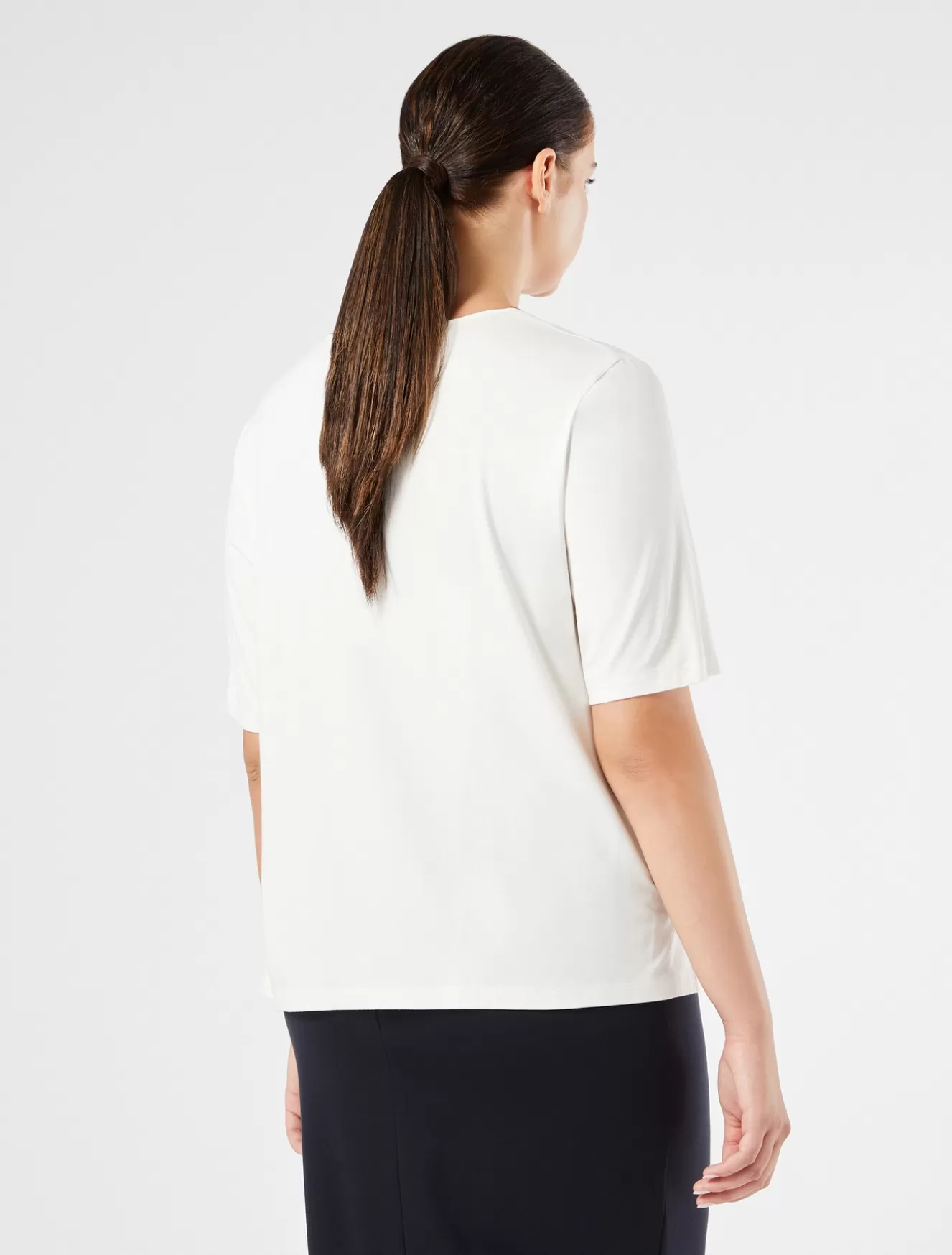 Tops & T-shirts | Tops & T-shirts<Marina Rinaldi T-Shirt aus Jersey, Acetat und Seide WEISS