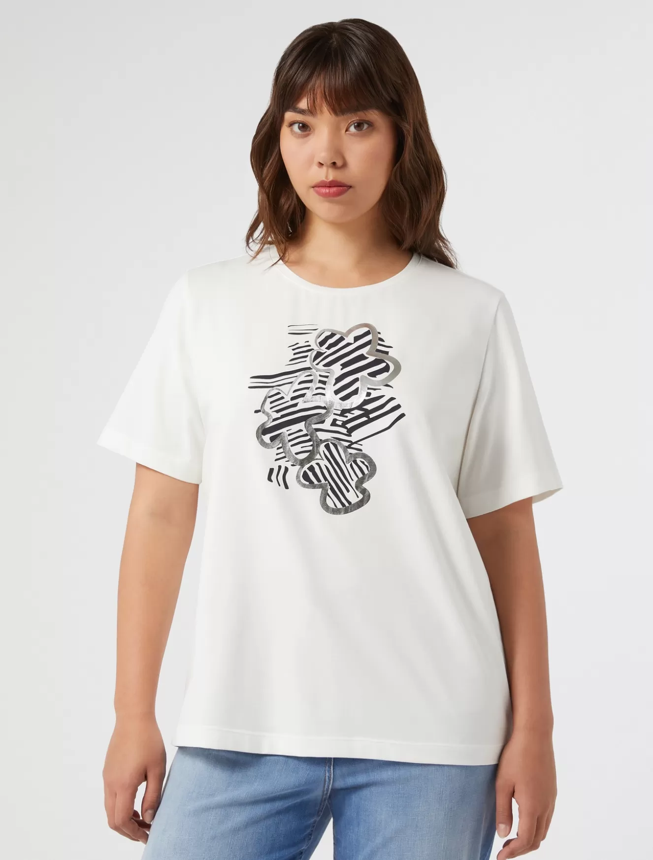 Tops & T-shirts | Tops & T-shirts<Marina Rinaldi T-Shirt aus Jersey mit Stickerei WEISS