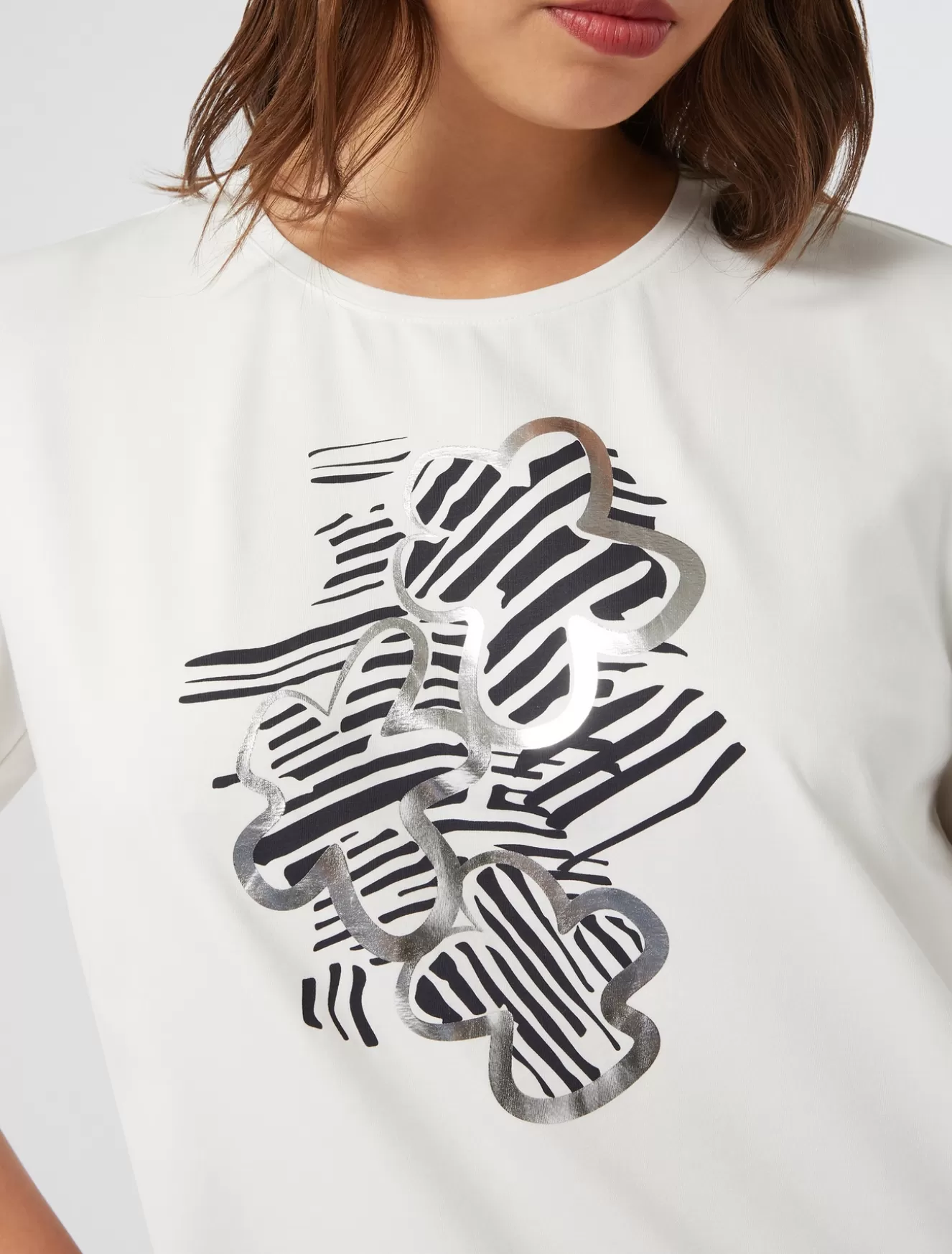 Tops & T-shirts | Tops & T-shirts<Marina Rinaldi T-Shirt aus Jersey mit Stickerei WEISS