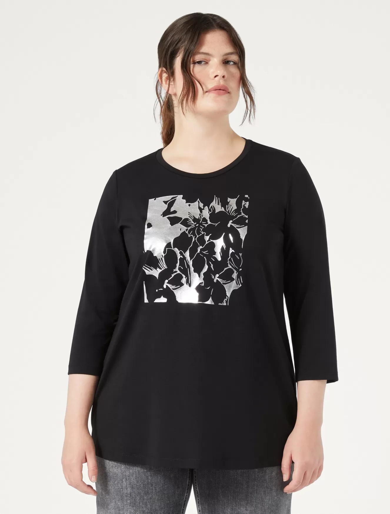 Tops & T-shirts | Tops & T-shirts<Marina Rinaldi T-Shirt aus Stretch-Baumwolljersey SCHWARZ