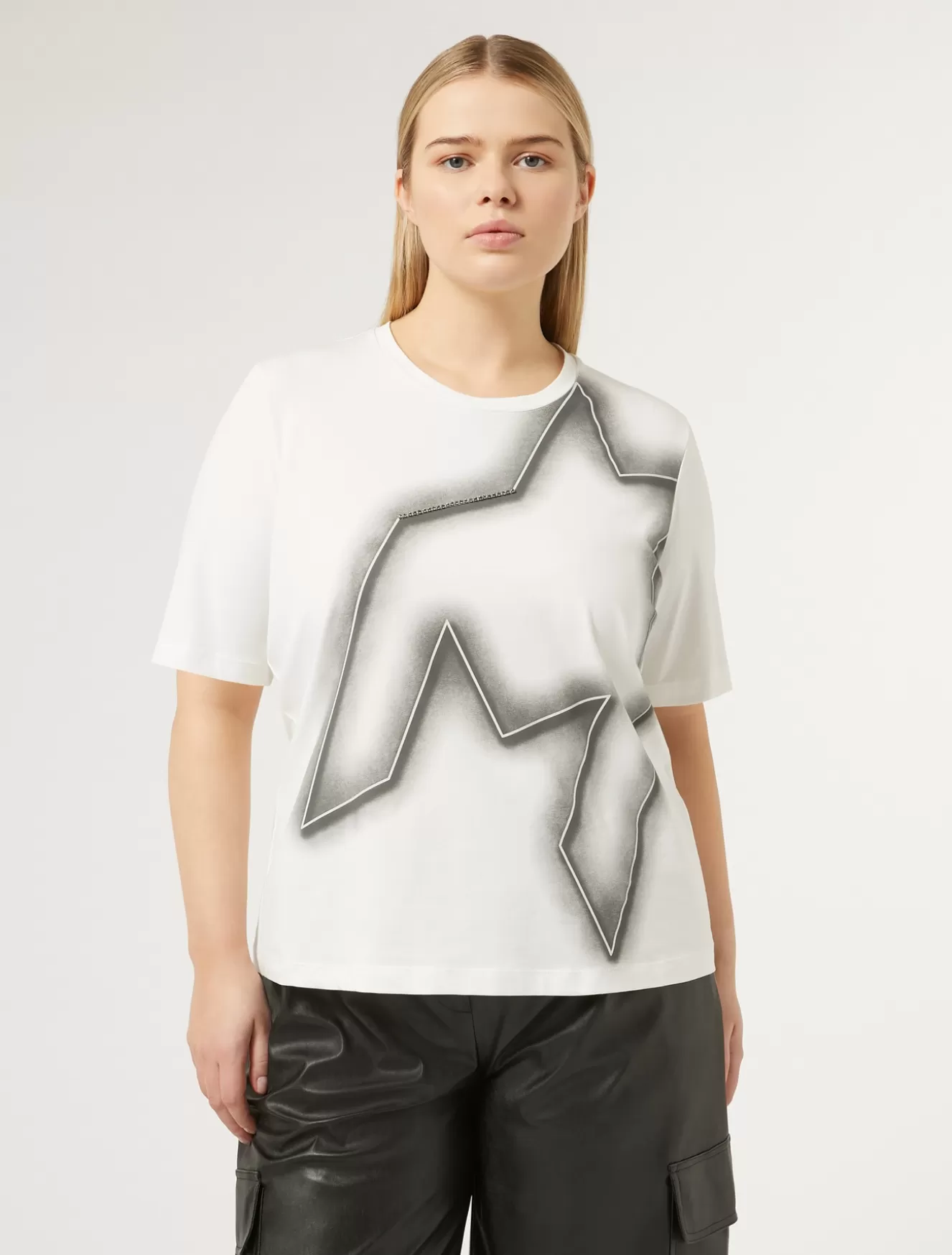 Tops & T-shirts | Tops & T-shirts<Marina Rinaldi T-Shirt aus Stretch-Baumwolljersey WEISS