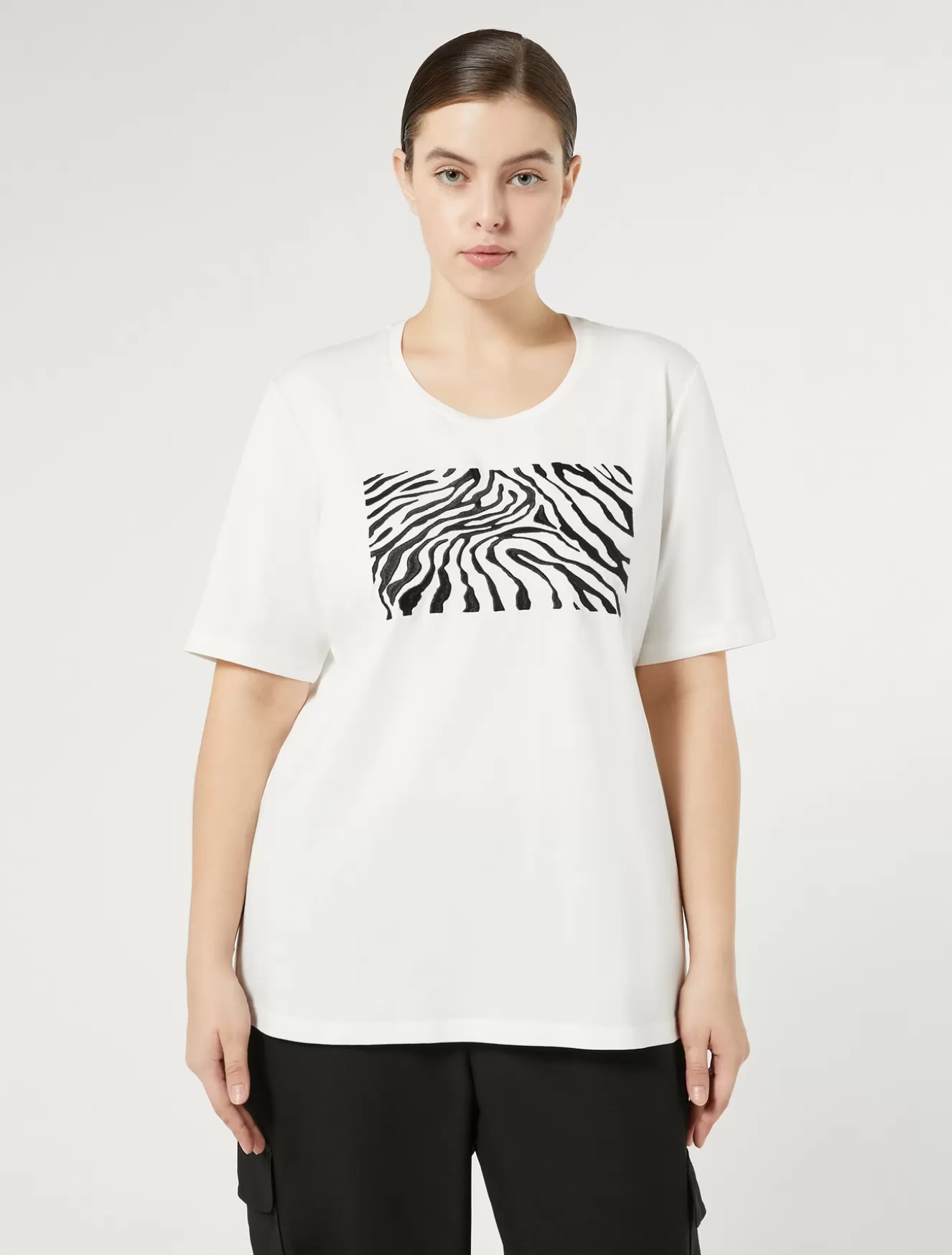Tops & T-shirts | Tops & T-shirts<Marina Rinaldi T-Shirt aus Stretch-Baumwolljersey WEISS