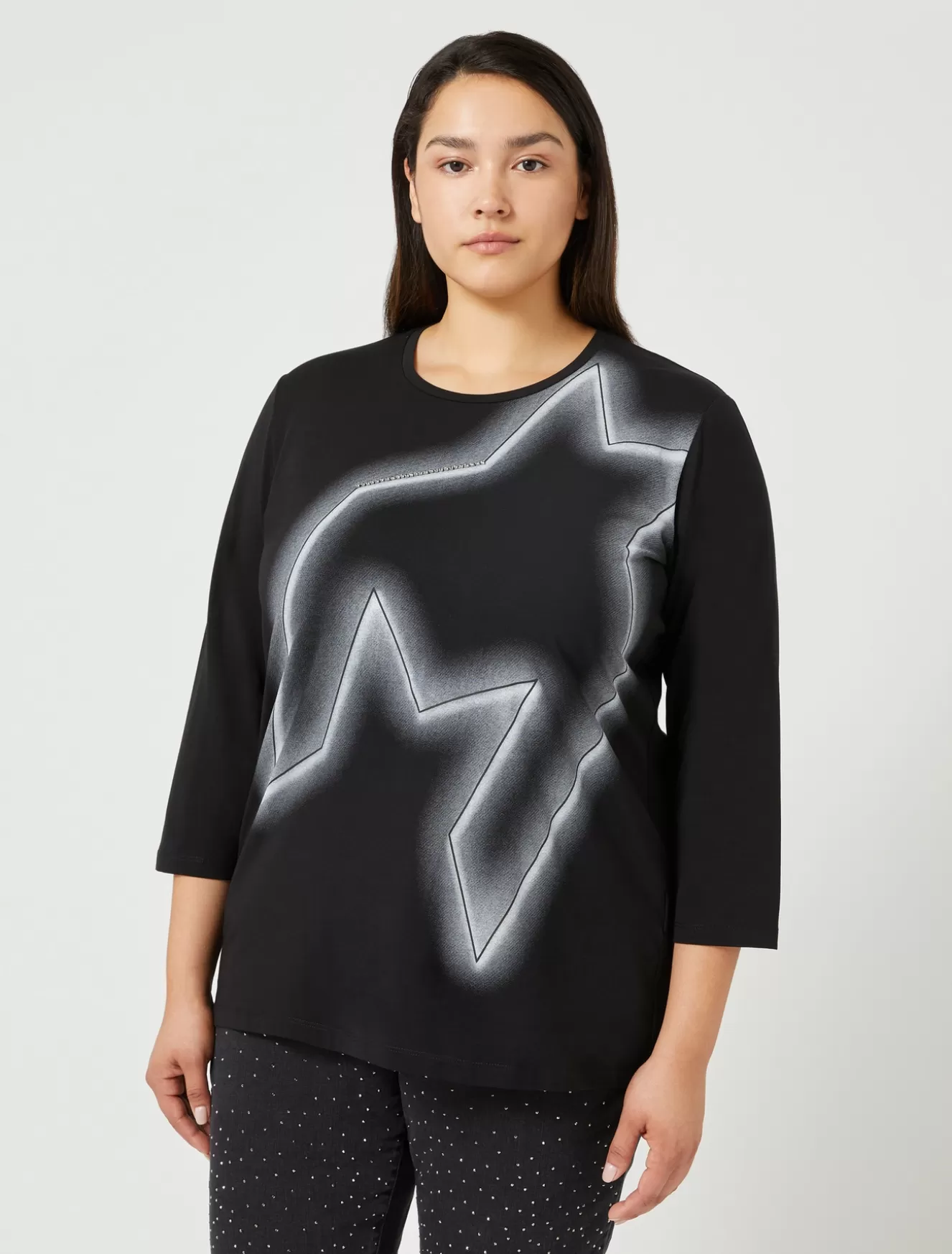 Tops & T-shirts | Tops & T-shirts<Marina Rinaldi T-Shirt aus Stretch-Baumwolljersey SCHWARZ
