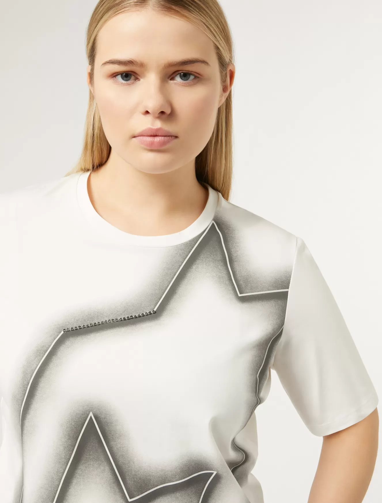 Tops & T-shirts | Tops & T-shirts<Marina Rinaldi T-Shirt aus Stretch-Baumwolljersey WEISS