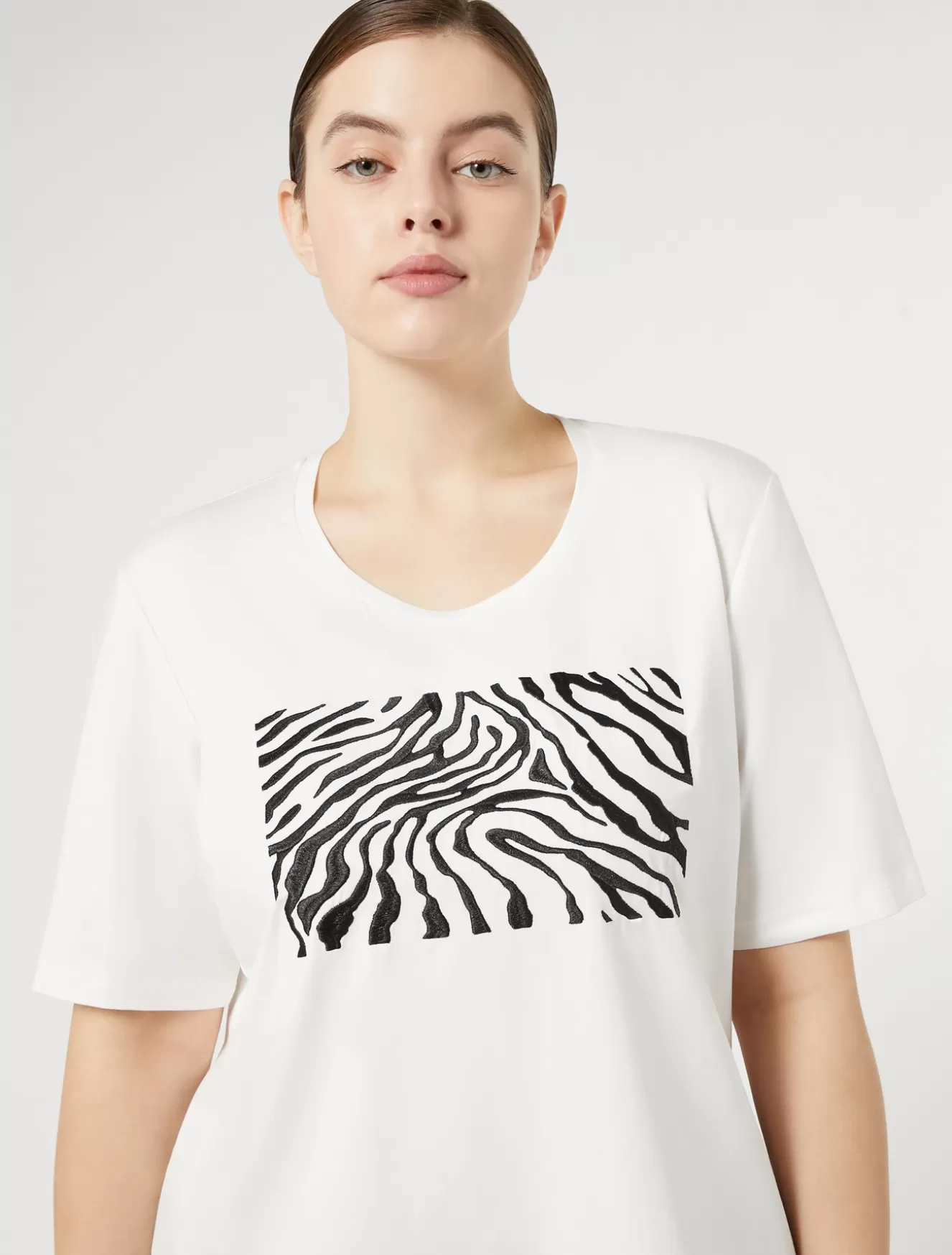 Tops & T-shirts | Tops & T-shirts<Marina Rinaldi T-Shirt aus Stretch-Baumwolljersey WEISS