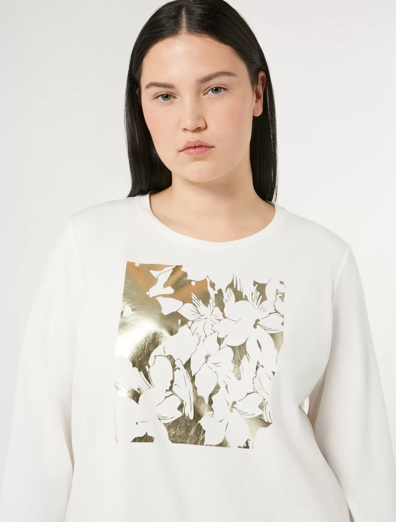 Tops & T-shirts | Tops & T-shirts<Marina Rinaldi T-Shirt aus Stretch-Baumwolljersey WEISS