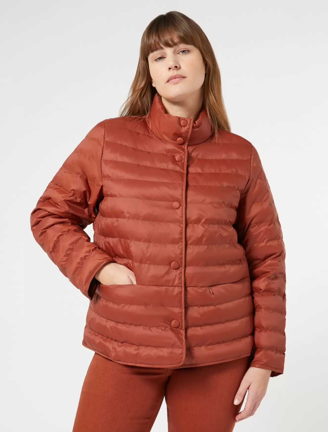 Daunenjacken | Daunenjacken<Marina Rinaldi Wattierte Jacke aus wasserabweisendem Nyloncanvas TERRAKOTTA