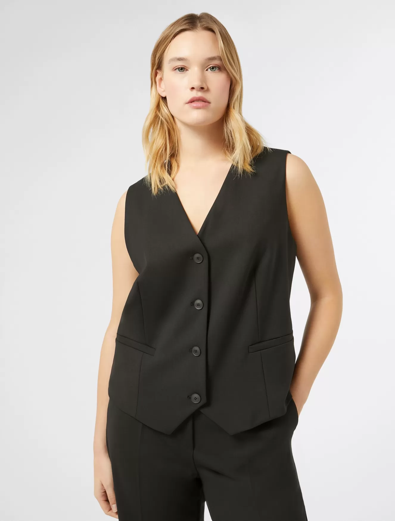 Jacken & Blazer | Jacken & Blazer<Marina Rinaldi Weste aus Wollgabardine SCHWARZ