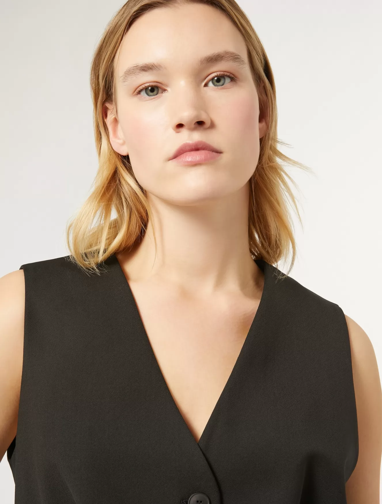 Jacken & Blazer | Jacken & Blazer<Marina Rinaldi Weste aus Wollgabardine SCHWARZ